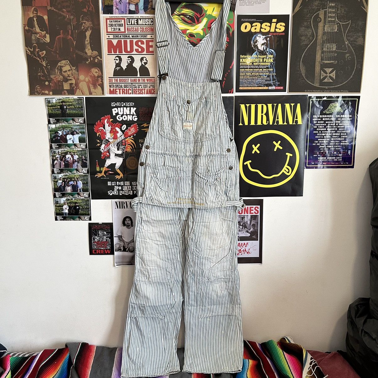 Vintage Vintage Denim & Dungaree Biker Stripe Overall Size US 36 / EU 52 - 1 Thumbnail