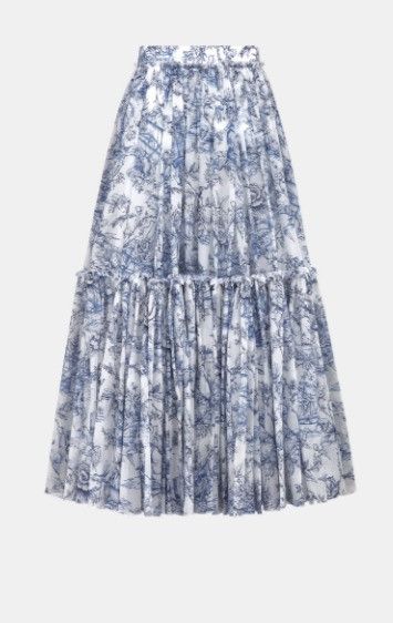 Dior o1w1db10924 Flared Mid-Length Skirt in Blue & White Size 32" / US 10 / IT 46 - 2 Thumbnail