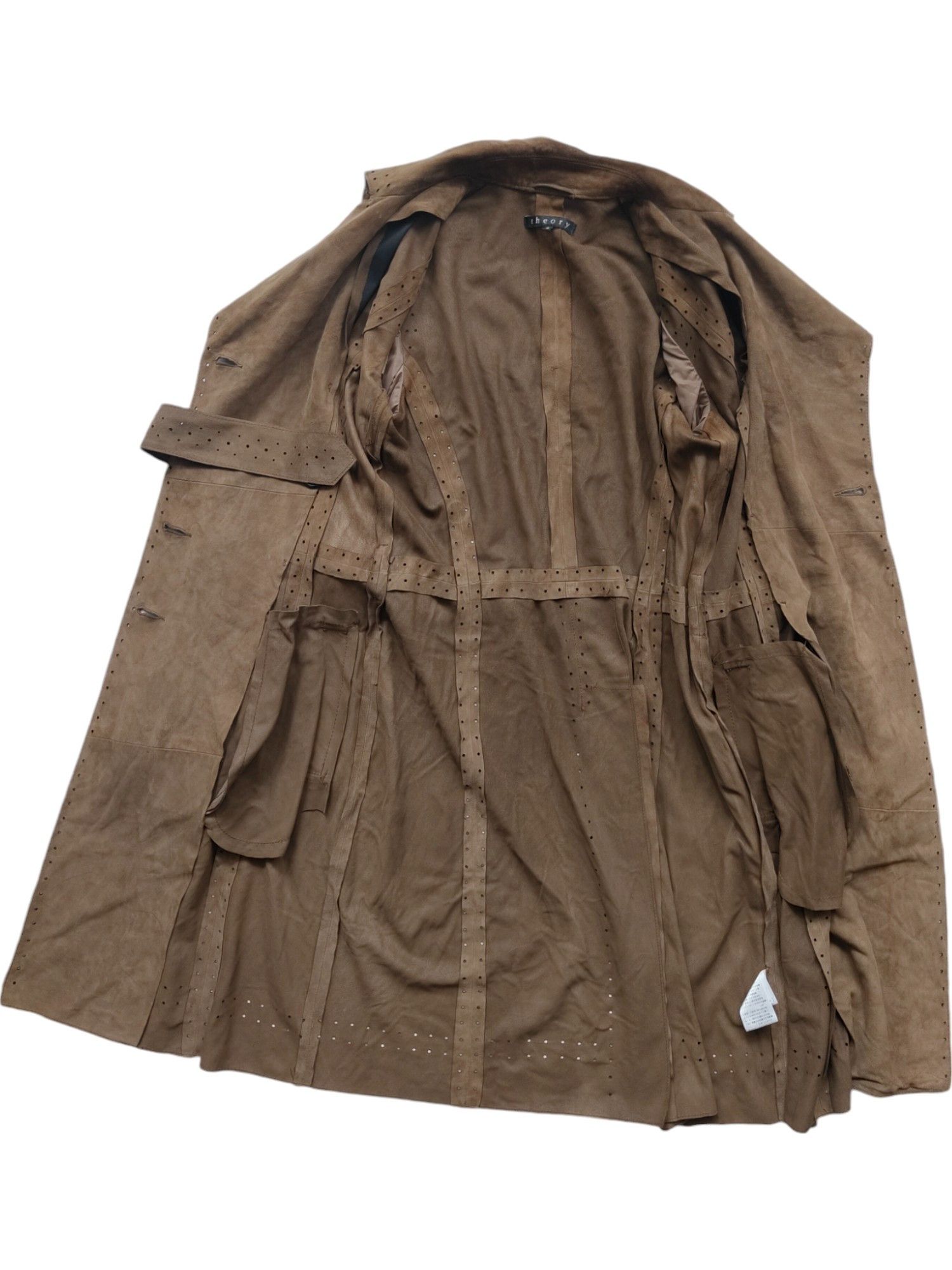 Theory Brown Lamb Suede Trenchcoat With Buttons And Belt Details Size M / US 6-8 / IT 42-44 - 6 Thumbnail