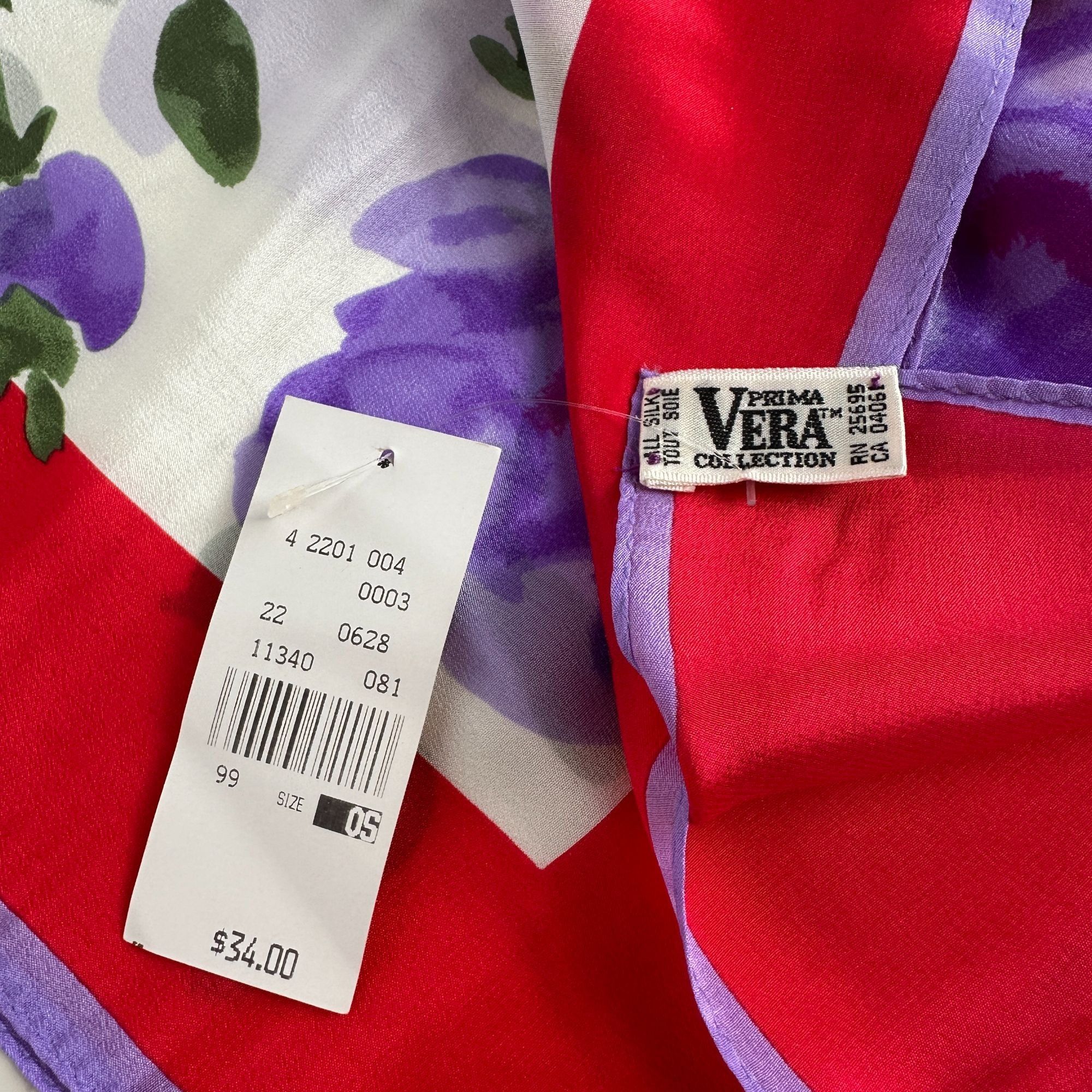Vintage Vera Neumann Silk Scarf, 52x15 Oblong, Prima Vera Collection Size ONE SIZE - 4 Thumbnail