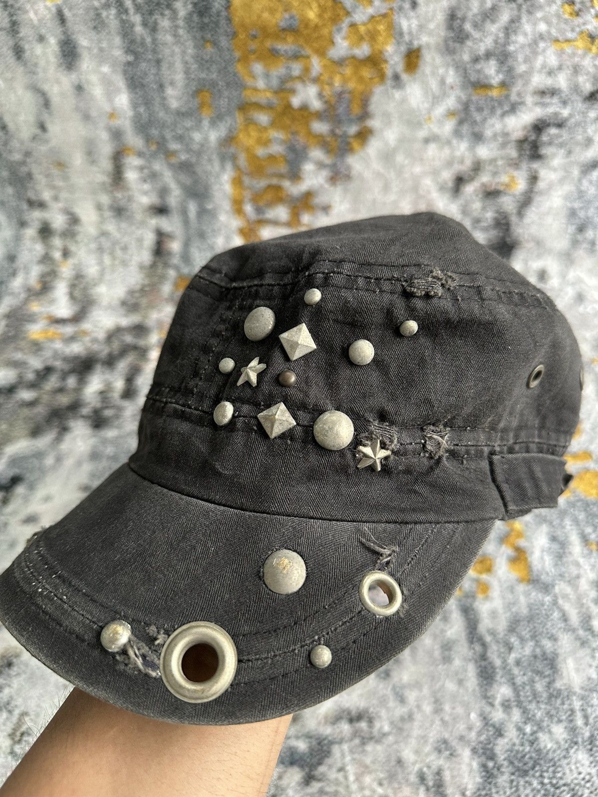 KMRii CRAZY FADED JAPANESE STUDDED DISTRESSED CAP Size ONE SIZE - 2 Thumbnail
