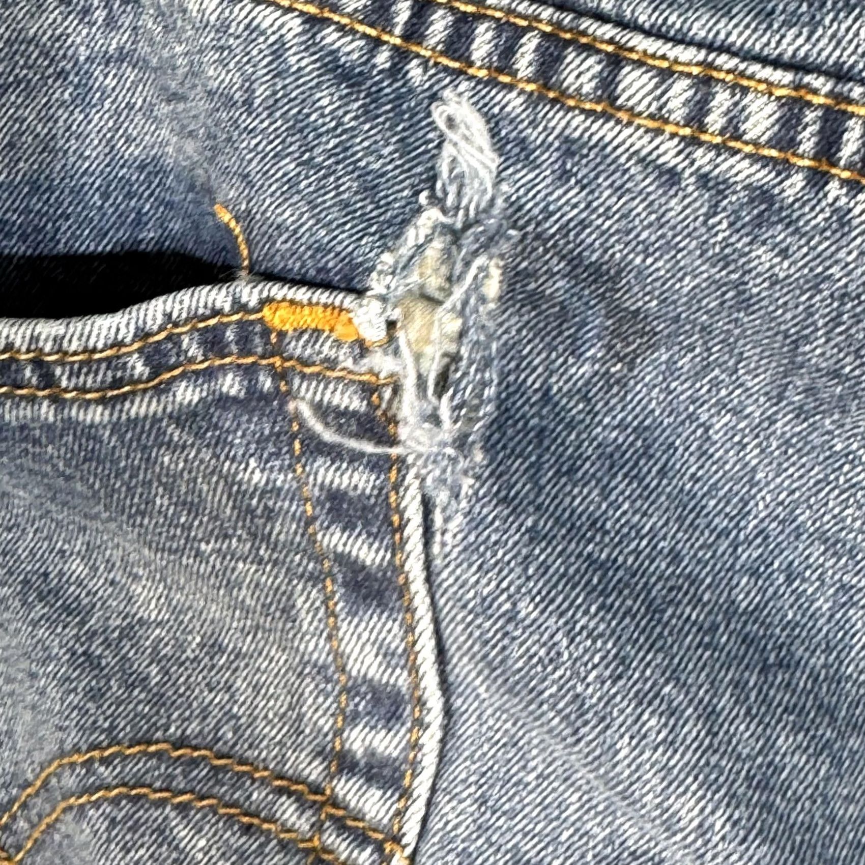 Levi's Levis 505 Jeans Mens 38x30 Medium Blue Straight Leg Distressed Denim Pants Regular Rise 5-Pocket Zip Fly Size US 38 / EU 54 - 4 Thumbnail