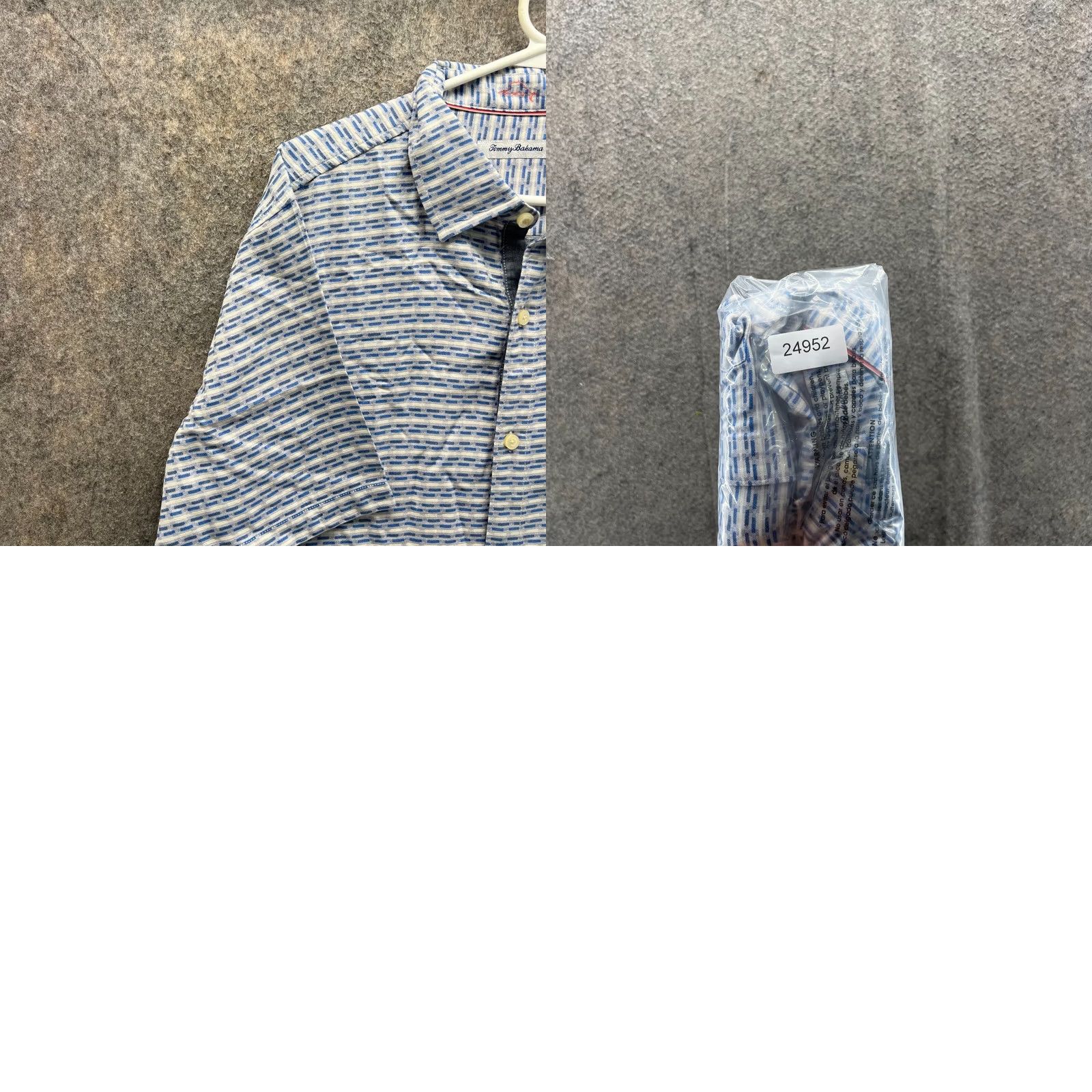 Tommy Bahama Tommy Bahama Shirt Men Large Striped Blue Silk Button-Up Short Sleeve Casual/Business/Formal/Party/Cocktail/Wedding Size US L / EU 52-54 / 3 - 9 Thumbnail