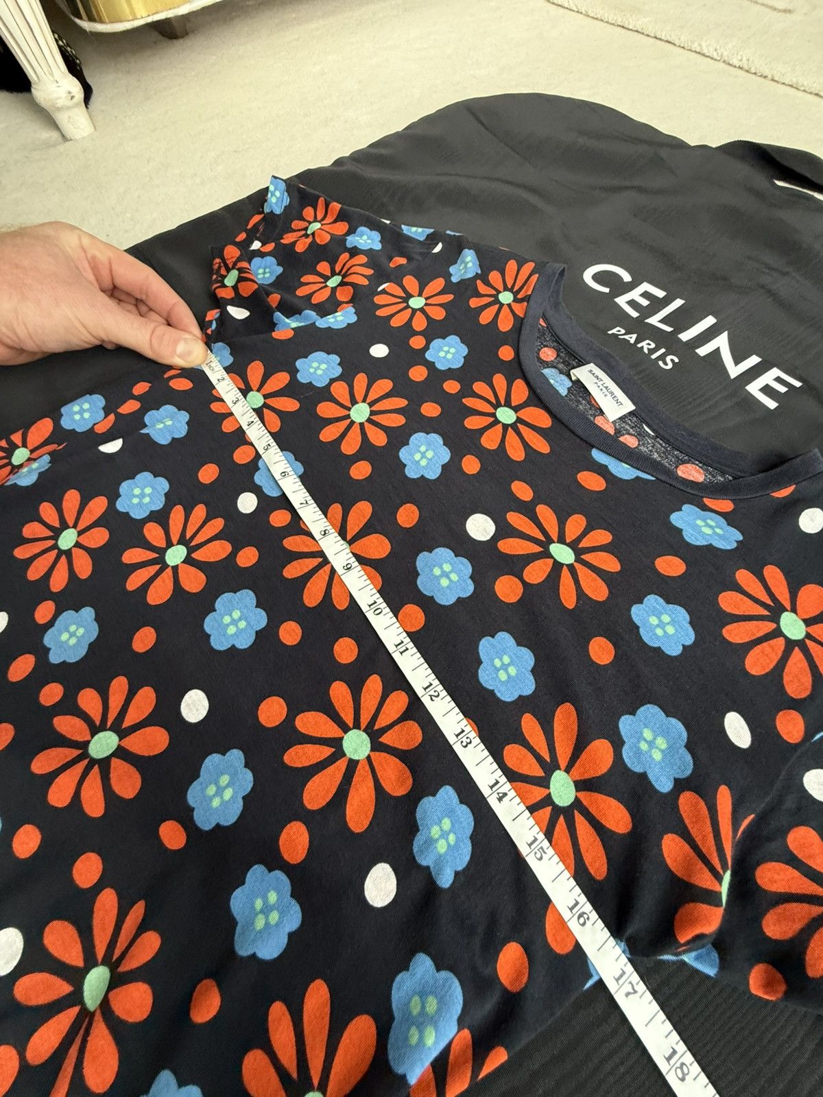 Saint Laurent Paris SS15 Saint Laurent floral T shirt Psych Rock S Hedi grail Size US S / EU 44-46 / 1 - 2 Thumbnail