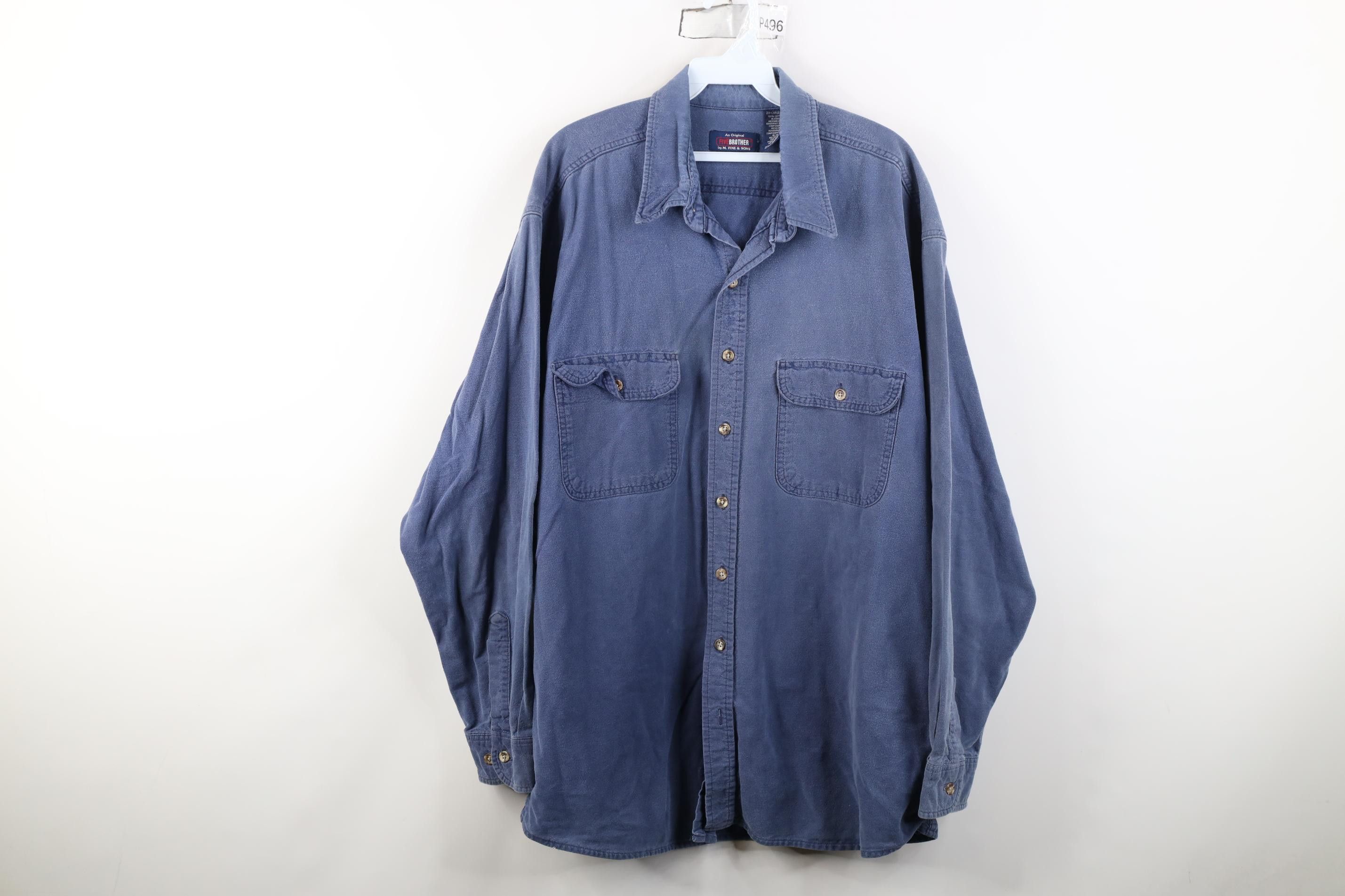 FiveBrother Vintage 90s Five Brother Heavy Chamois Cloth Button Shirt Size US XXL / EU 58 / 5 - 1 Thumbnail