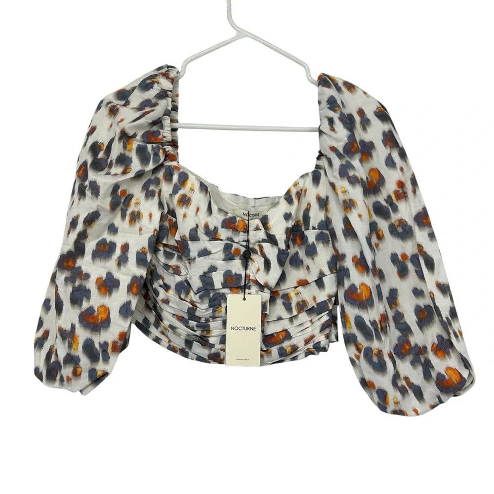 NOCTURNE NOCTURNE LEOPARD PATTERN RUCHED CROPPED TOP BLOUSE Size XS / US 0-2 / IT 36-38 - 2 Thumbnail