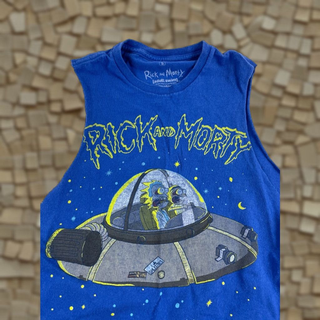 Vintage Rick & Morty Top Tank Men’s Size S Blue Sleeveless Graphic Print T-Shirt Size US S / EU 44-46 / 1 - 1 Thumbnail