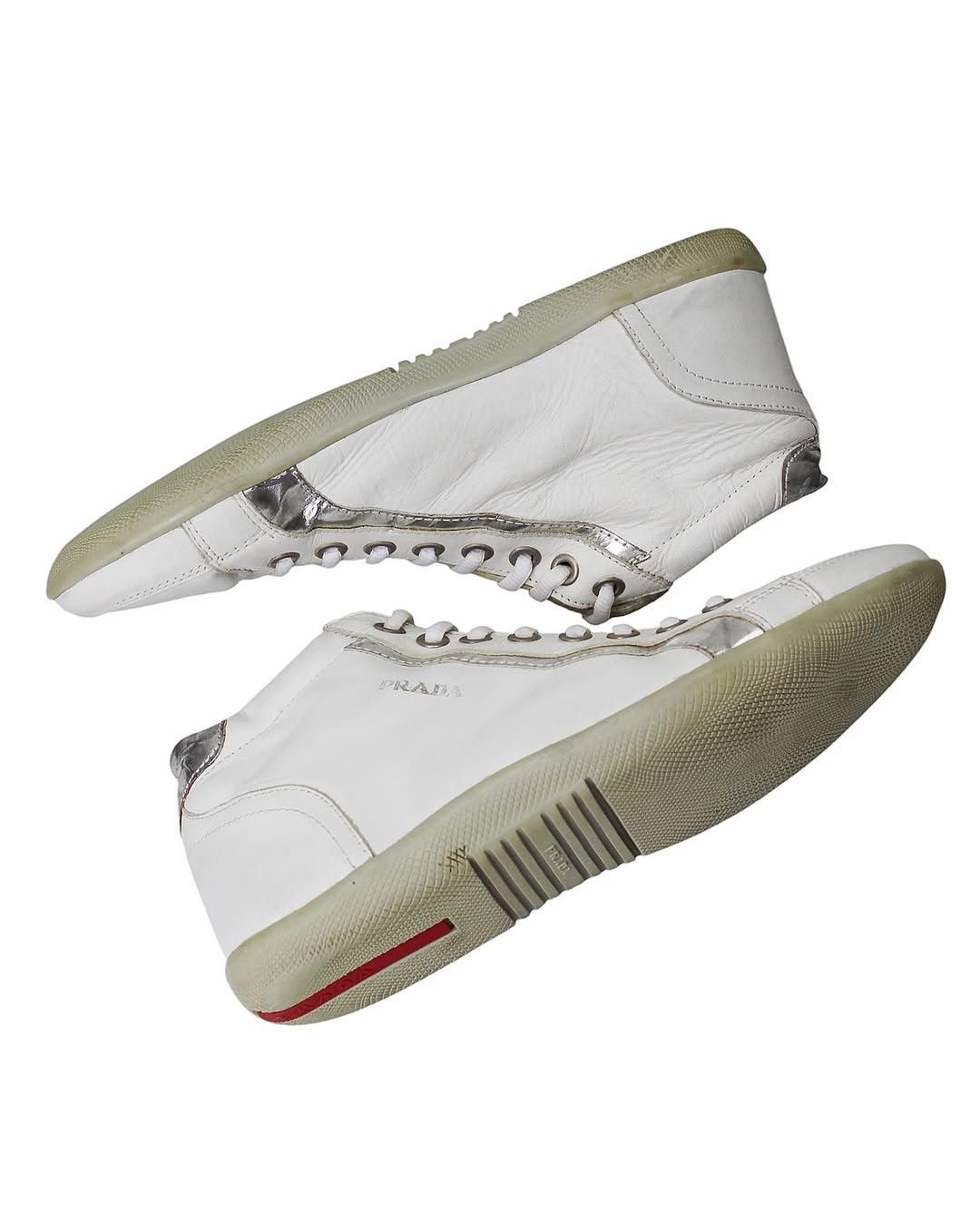 Prada 2000S PRADA LINEA ROSSA WHITE MID-TOP SNEAKERS Size US 8 / EU 41 - 5 Thumbnail