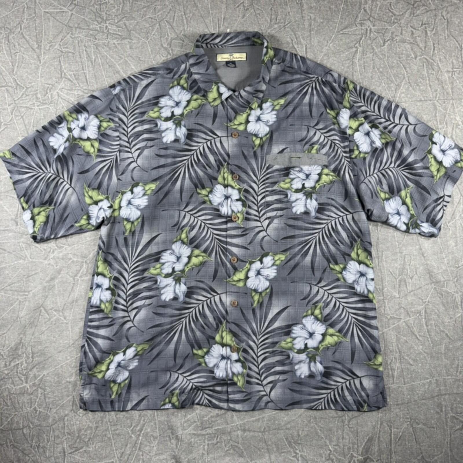 Tommy Bahama Tommy Bahama Shirt Men's M Grey Flowers Silk VTG Size US M / EU 48-50 / 2 - 1 Thumbnail