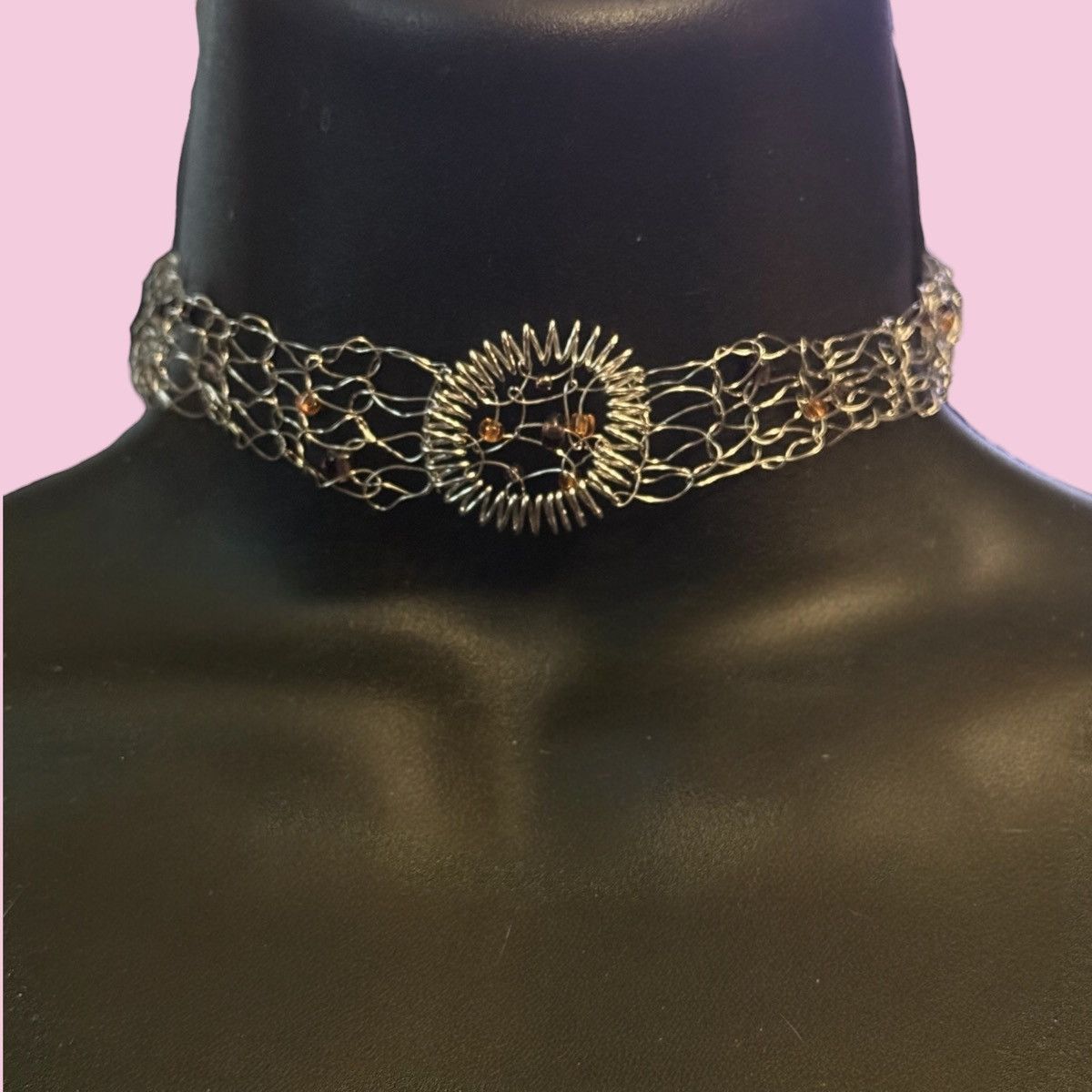 Other Silver tone mesh wire bead choker necklace Size ONE SIZE - 1 Thumbnail