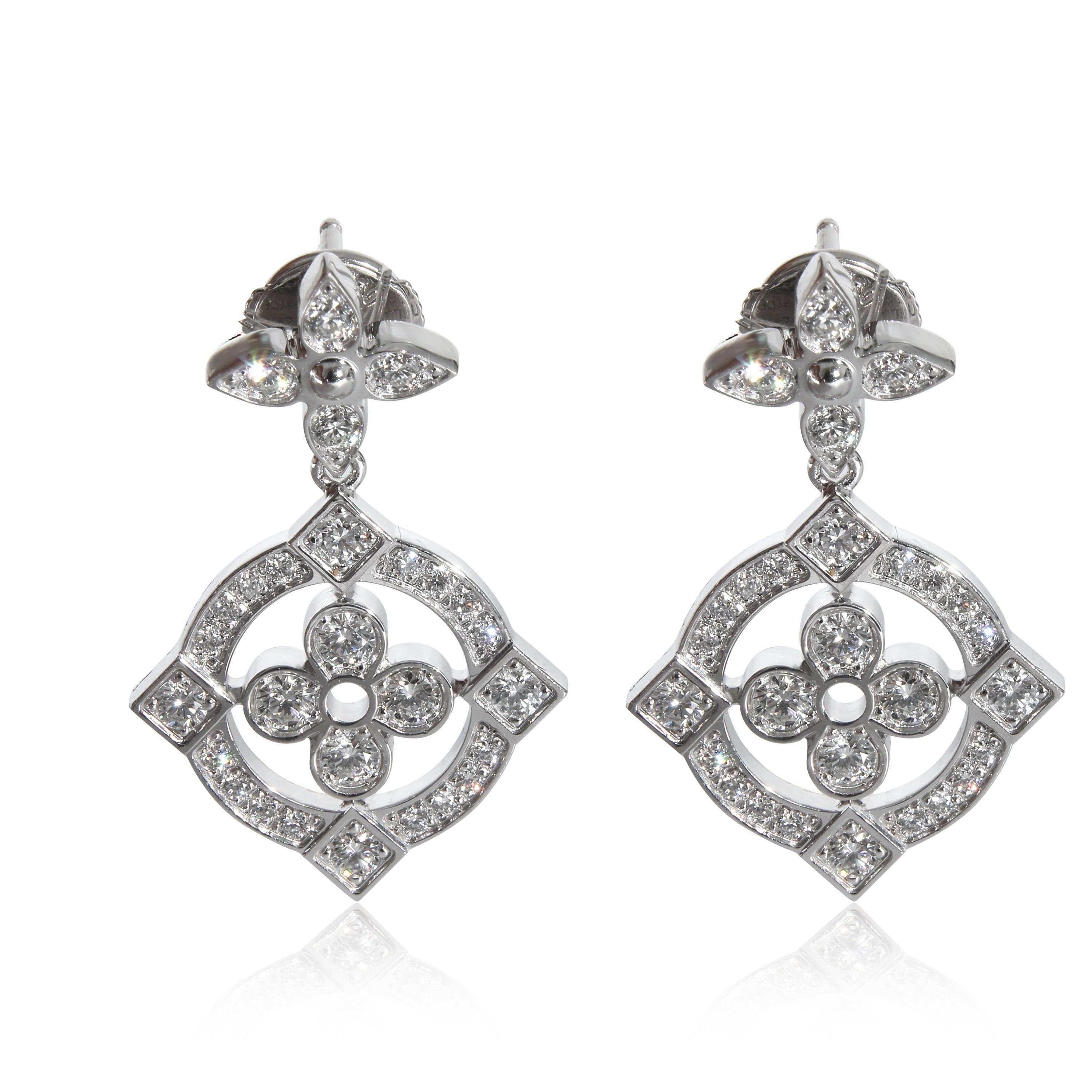 image of Louis Vuitton Dentelle Earrings In 18K White Gold 0.80 Ctw, Women's