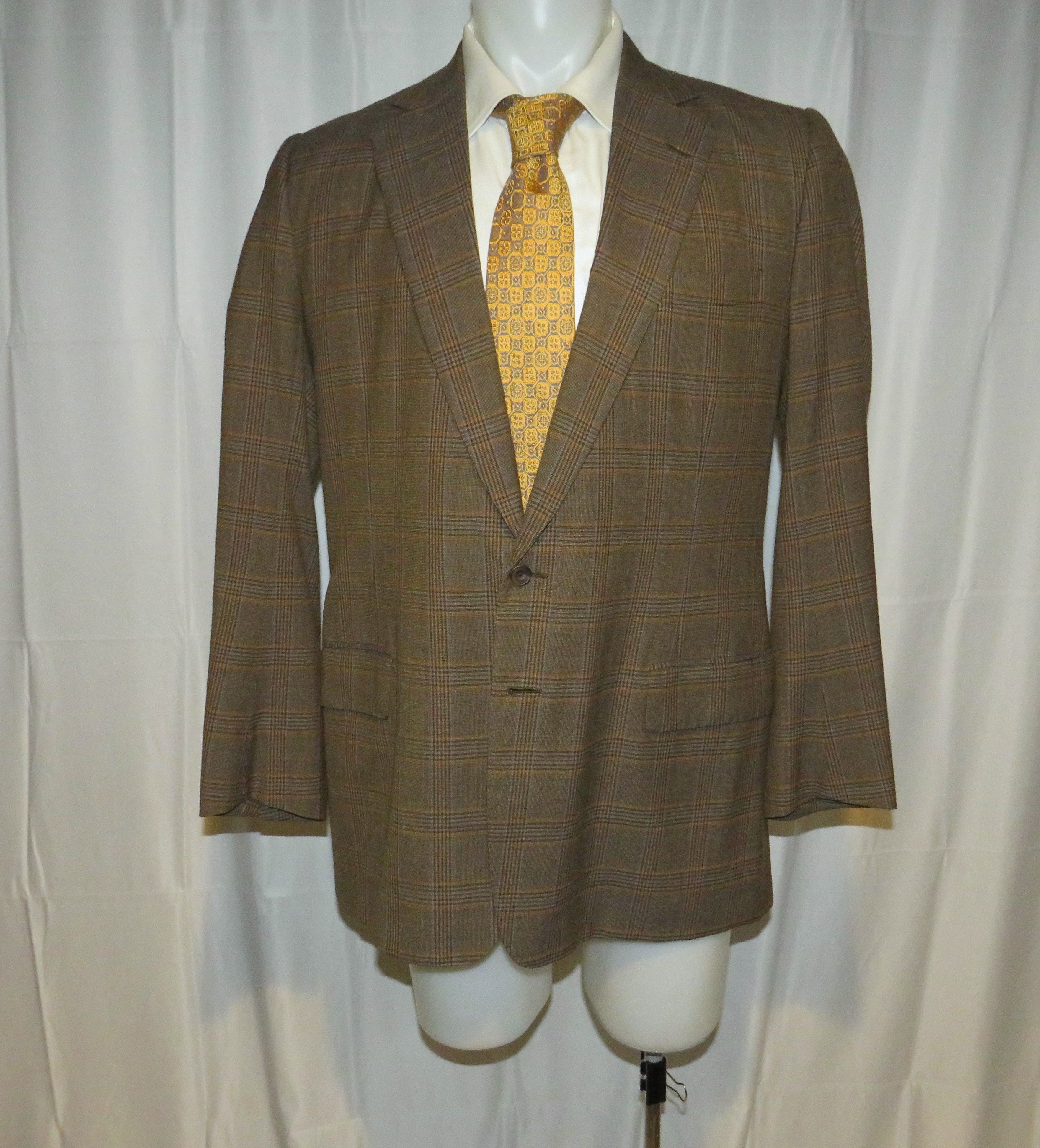 Henry Poole × Savile Row Brown Plaid Bespoke Two Button Sport Coat 40XL Size 40L - 1 Thumbnail