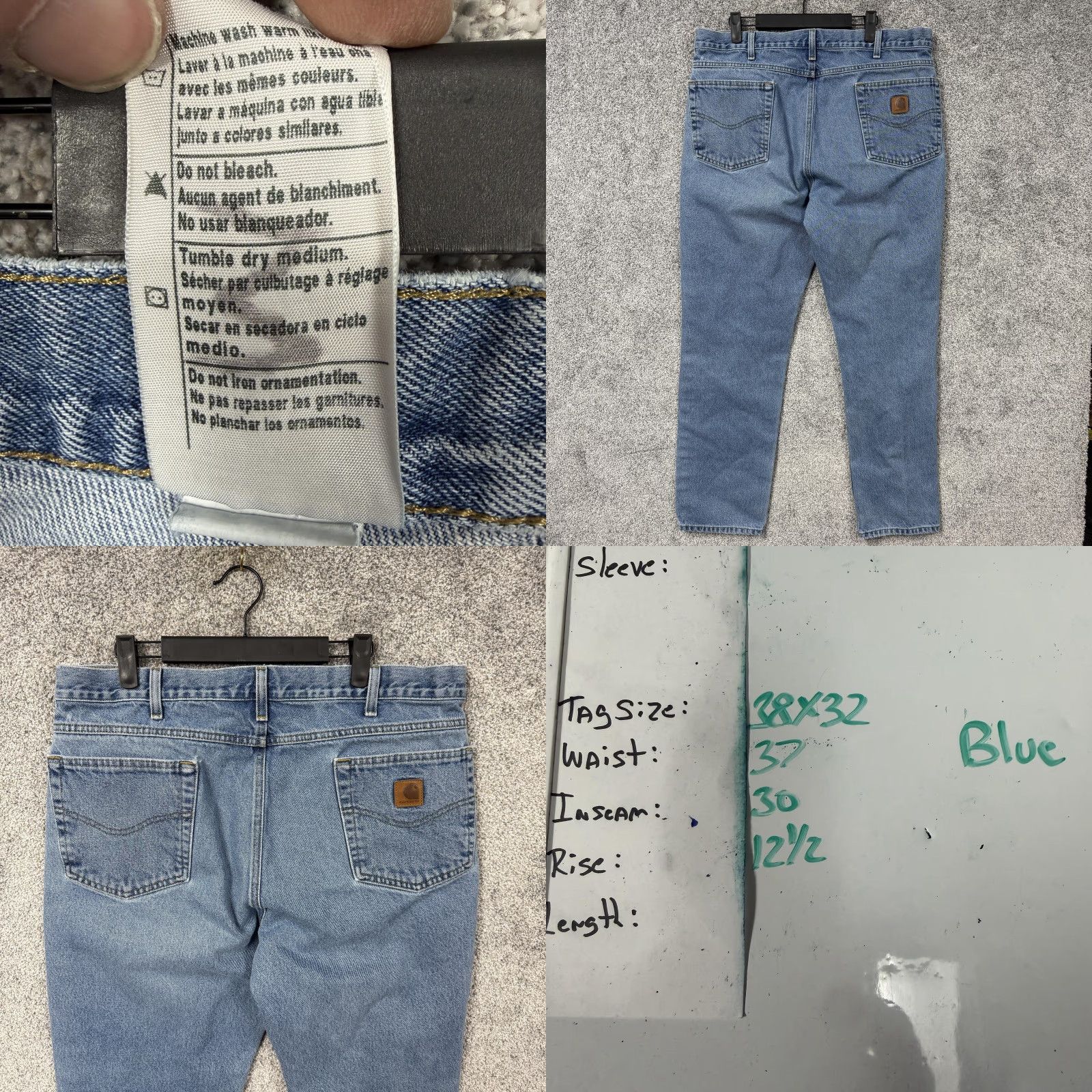 Carhartt Carhartt Jeans Mens 37x30 Blue Stonewash Denim Straight Traditional Fit Workwear Size US 38 / EU 54 - 8 Thumbnail
