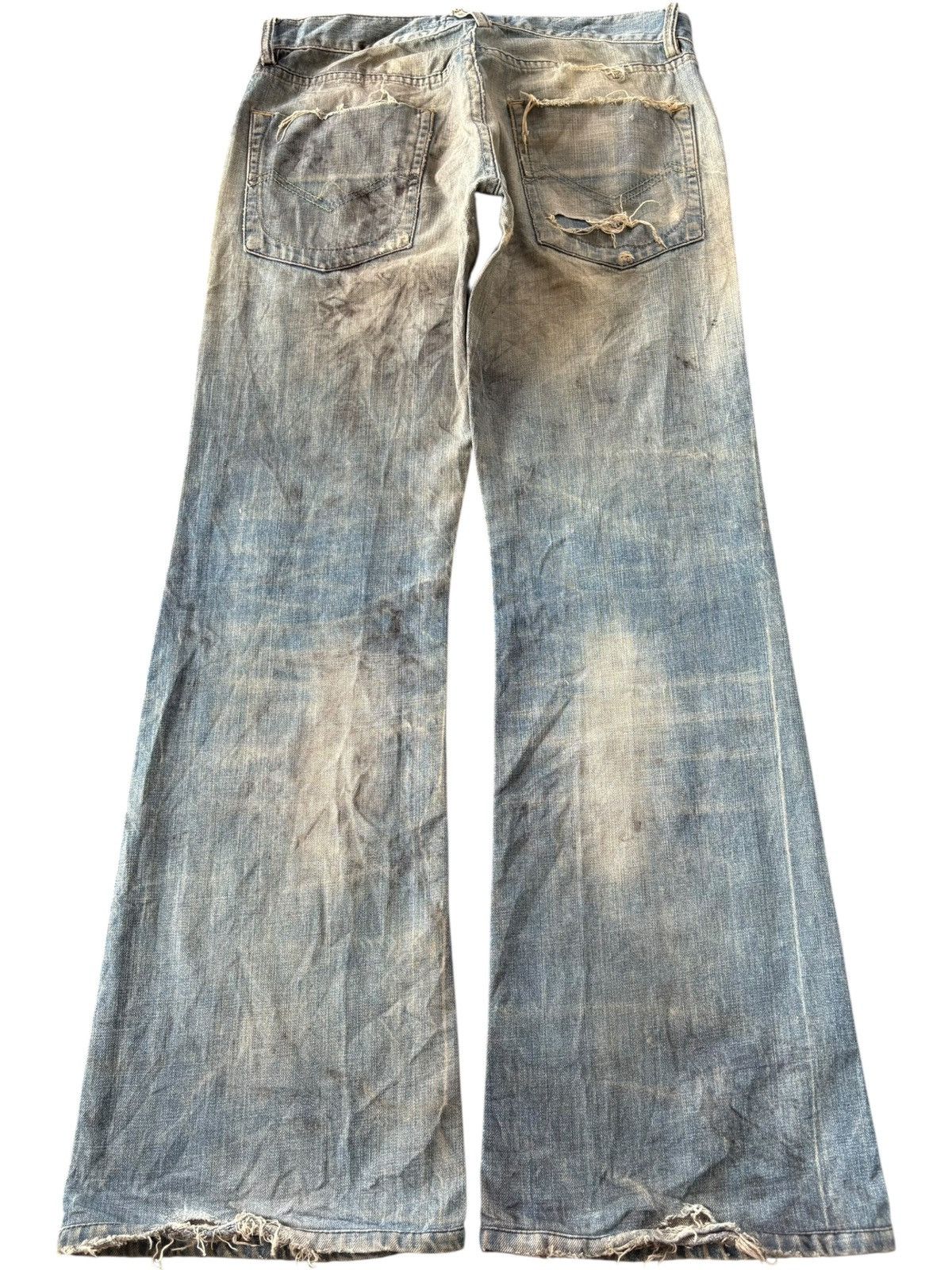 Energie Vintage Energie Dirtied Mud Wash Distress Flare Jeans Size US 32 / EU 48 - 2 Thumbnail