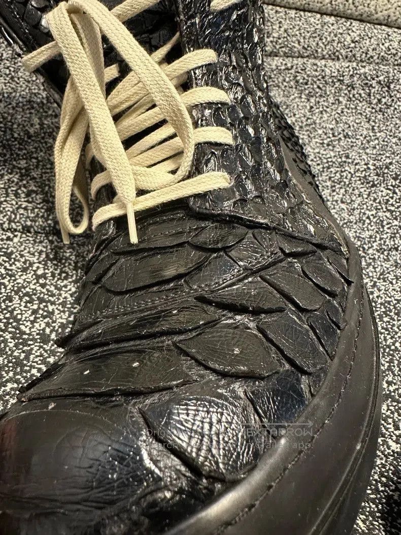 Rick Owens Rick Owens Black Python Leather High Top Sneakers. Size US 8.5 / EU 41-42 - 8 Thumbnail