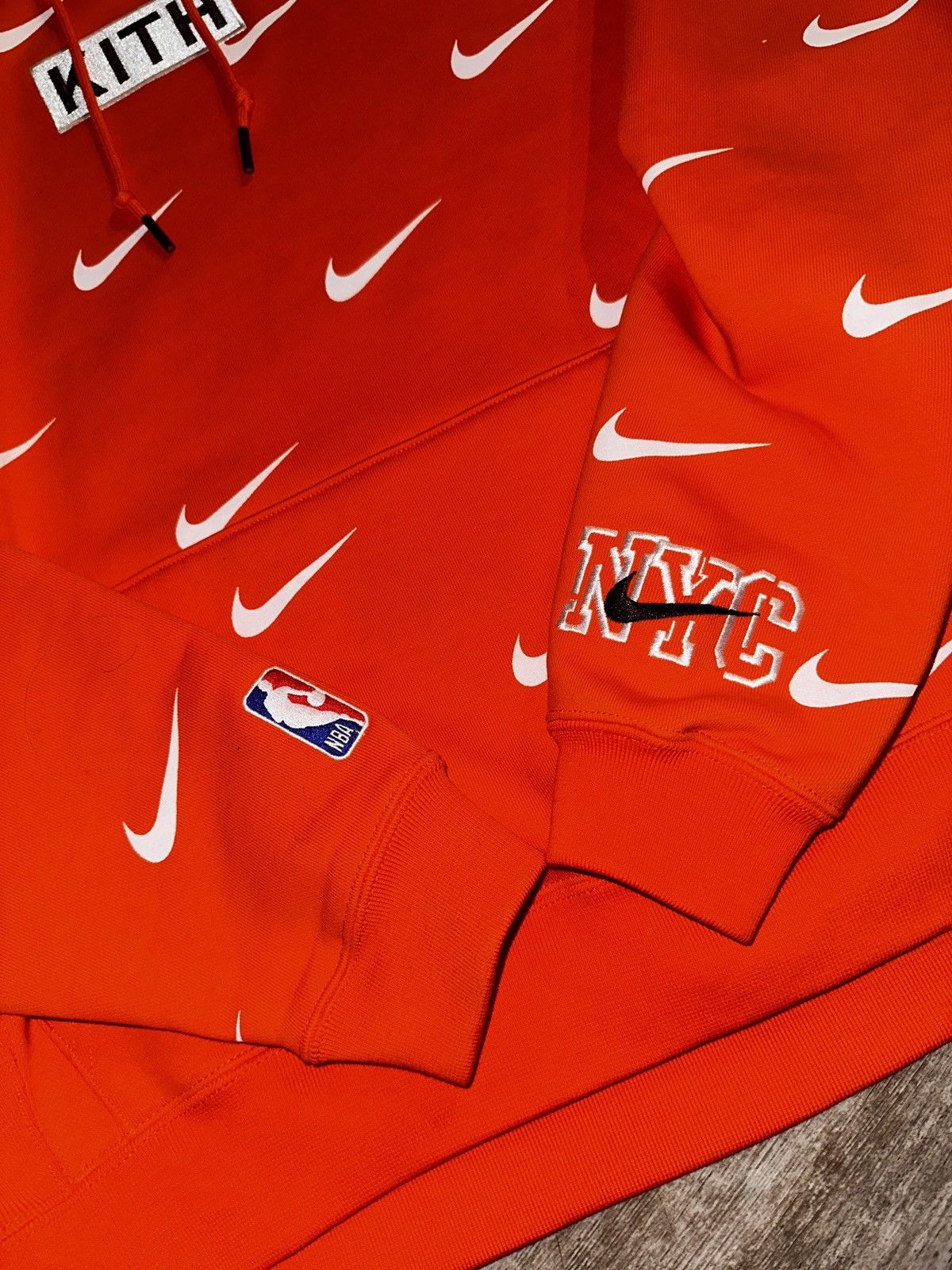 Kith × Nike Kith x Nike New York Knicks AOP Hoodie (Orange) Sz M 