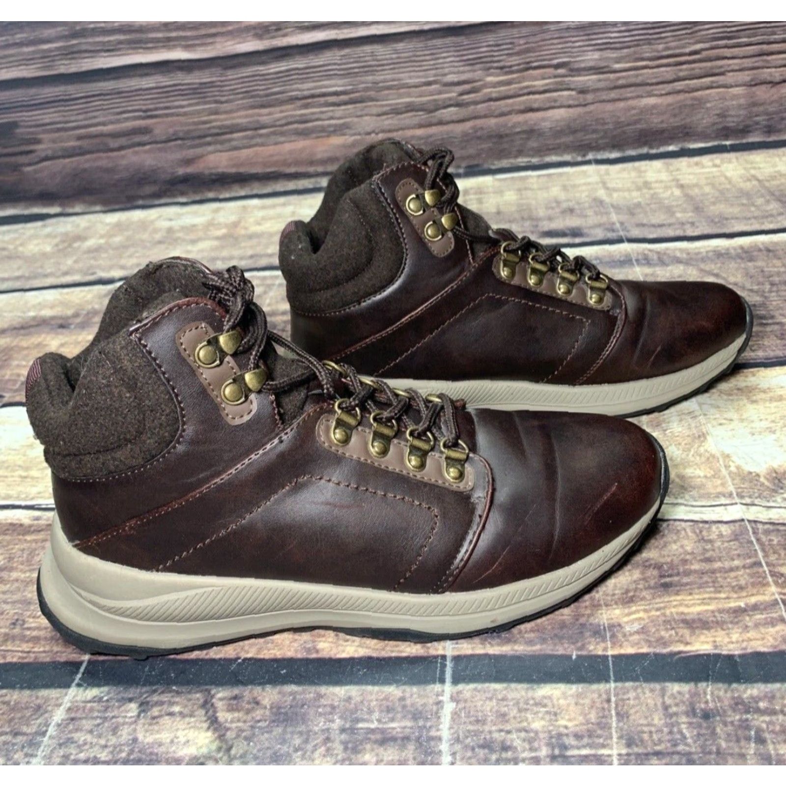 Vintage Khombu Boot Hiking Mens 8M Brown Faux Leather Very Clean Excellent Condition Size US 8 / EU 41 - 2 Thumbnail