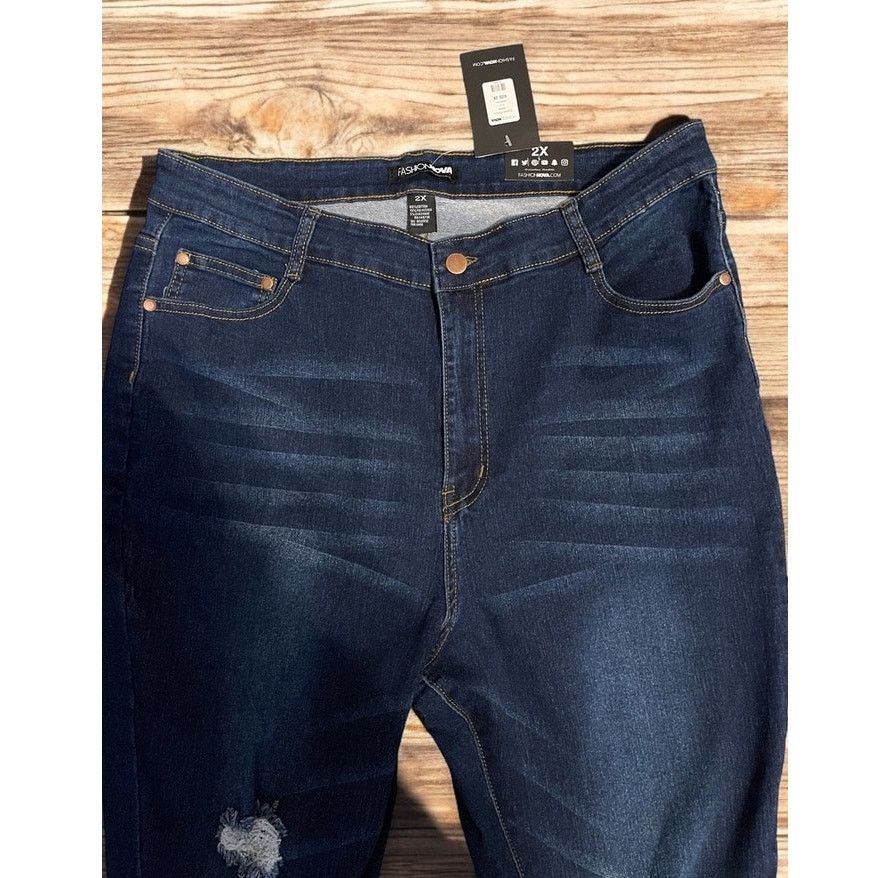 Unknown London FashionNova Dark Blue Skinny Stretchy Jeans Plus Size 2X Size 42" / US 20 - 2 Thumbnail