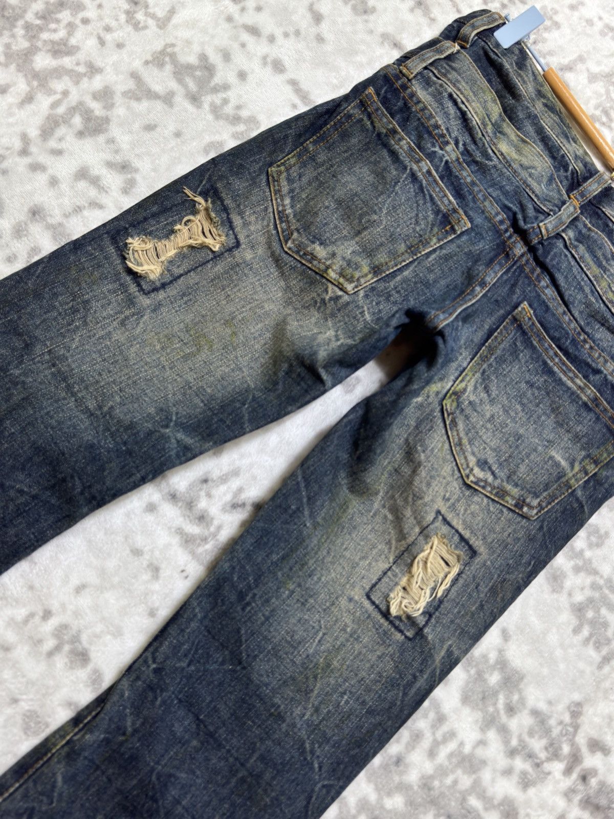 If Six Was Nine Japanese Distressed Double Waist Flare Denim Jeans Size US 29 - 13 Thumbnail