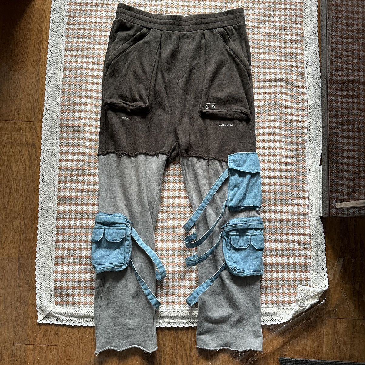 image of Number (N)Ine X C2H4 Hybrid Cargo Sweatpants in Grey/Blue, Men's (Size 32)