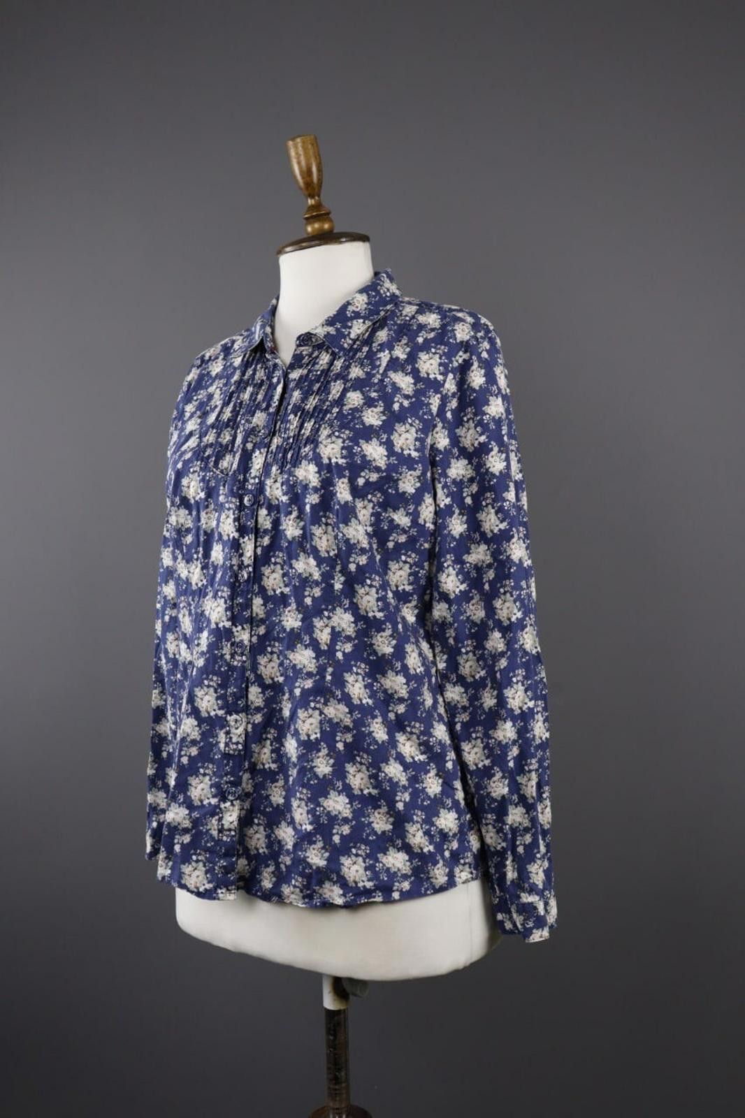Designer Laura Ashleyn Blue Floral Long Sleeve Blouse Shirt Size 10 Size L / US 10 / IT 46 - 6 Thumbnail