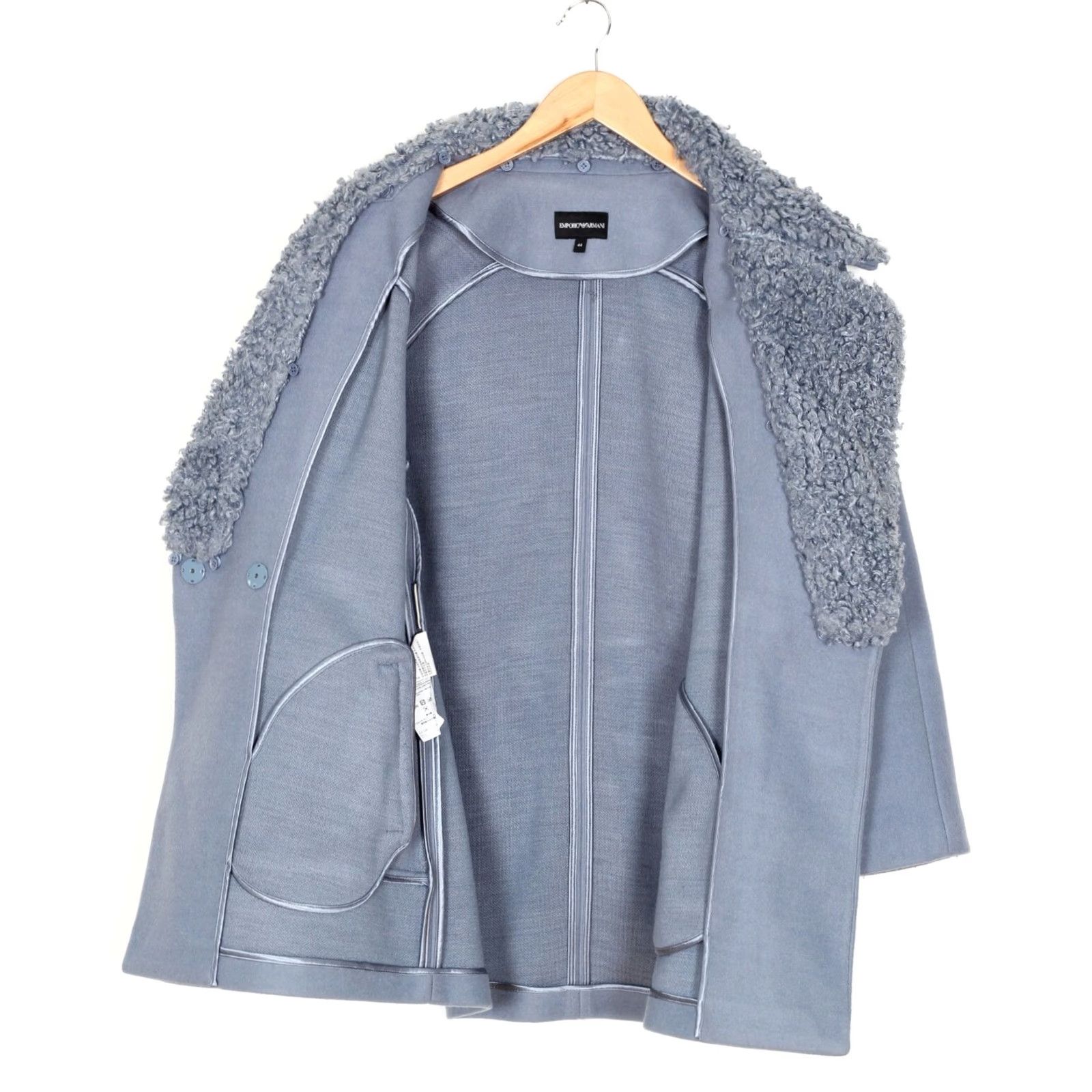 Emporio Armani Emporio Armani Collared Wool Blend Coat Jacket Women 44 Blue Wool Blend Coat Women 44 Blue Armani Formal Casual 90s Designer Mens Womens Size M / US 6-8 / IT 42-44 - 5 Thumbnail