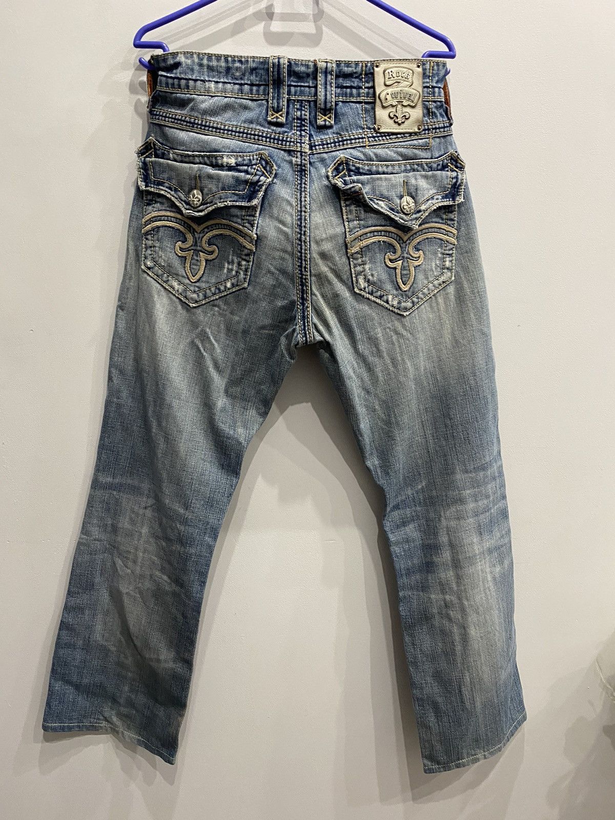 Rock Revival Vintage Rock Revival Distressed Fleur-de-Lis Denim Jeans Y2K Size US 31 - 15 Thumbnail