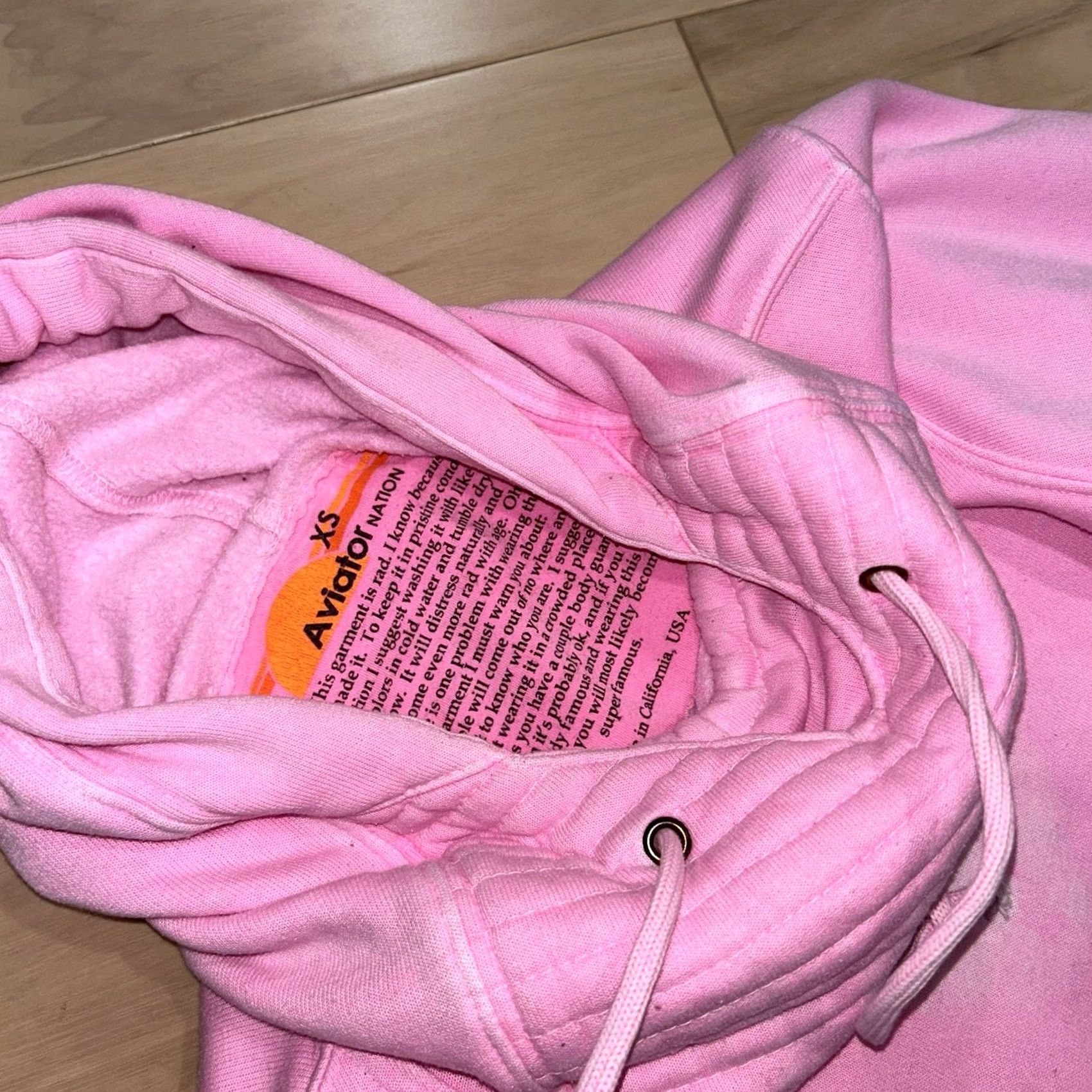 Aviator Nation VINTAGE Aviator Nation Ninja Pullover Hoodie Long Sleeve Womens XS Pink Logo Pockets All Seasons Hooded Regular Fit Pullover Size XS / US 0-2 / IT 36-38 - 3 Thumbnail