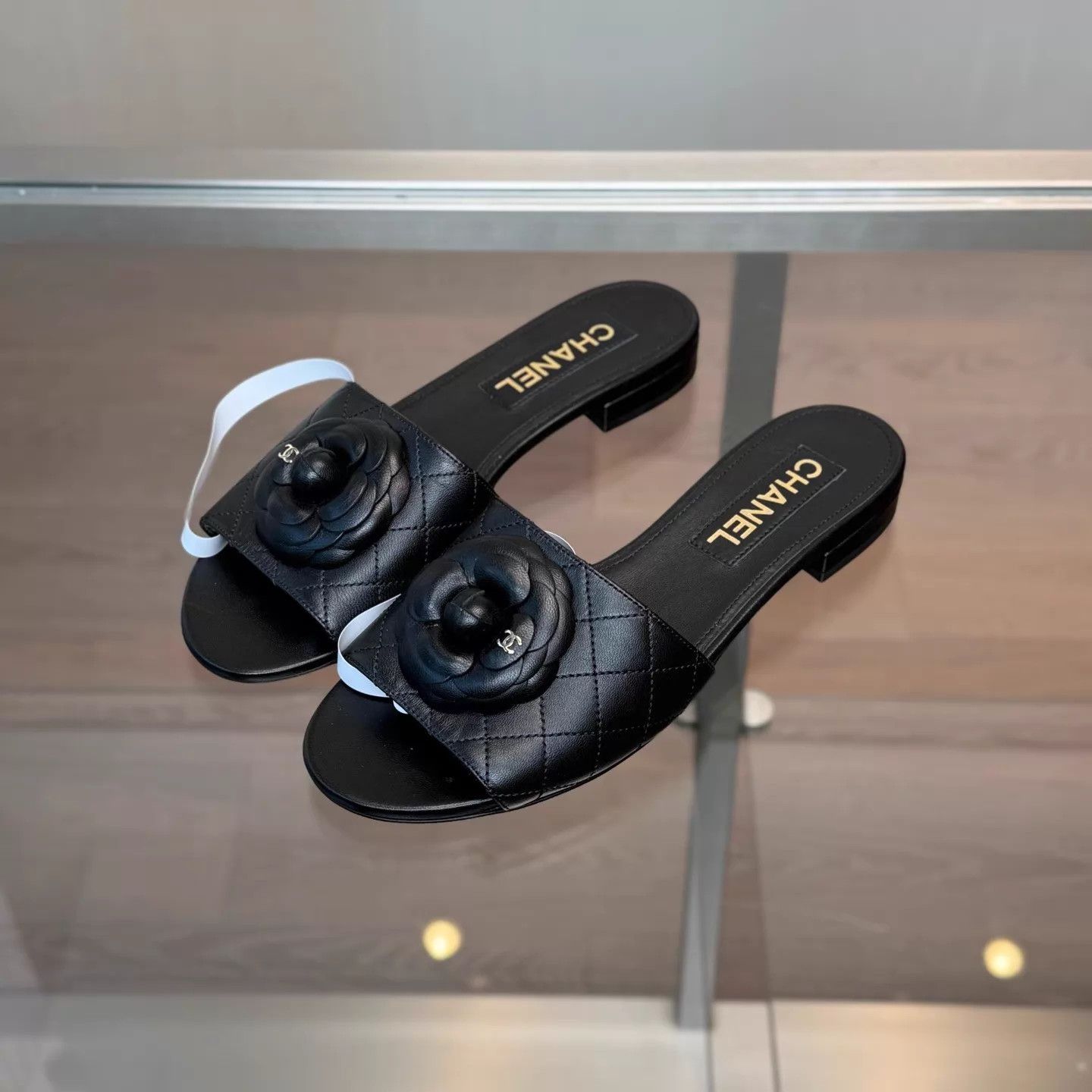 Chanel Chanel Black Camellia Slippers 39 New Size US 8.5 / IT 38.5 - 1 Thumbnail