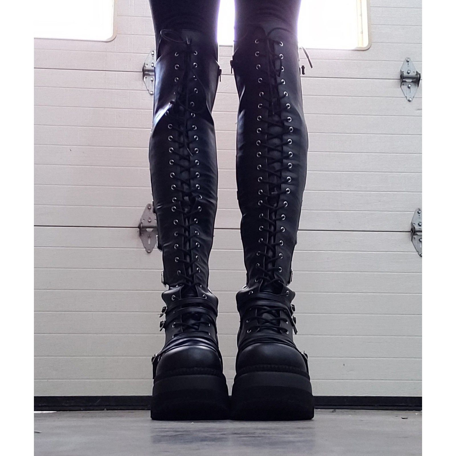 Demonia Cult DEMONIA Shaker 350 Black Wide Platform 4.5" Wedge Heel Over Size US 12 / IT 42 - 6 Thumbnail