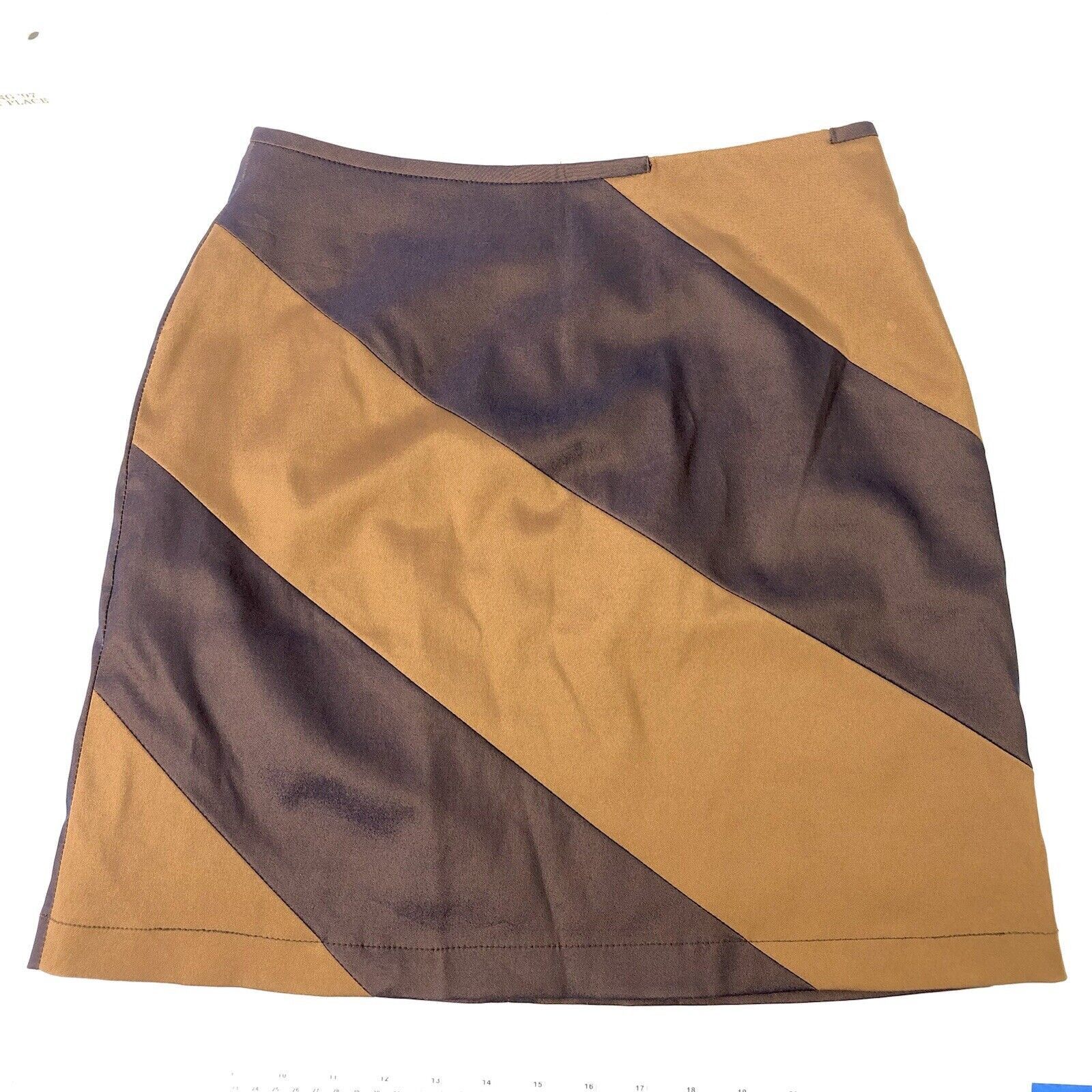 Other Women Girl Teen Asymmetrical Block Color Skirt S BrownPreppy Size 28" / US 6 / IT 42 - 1 Thumbnail