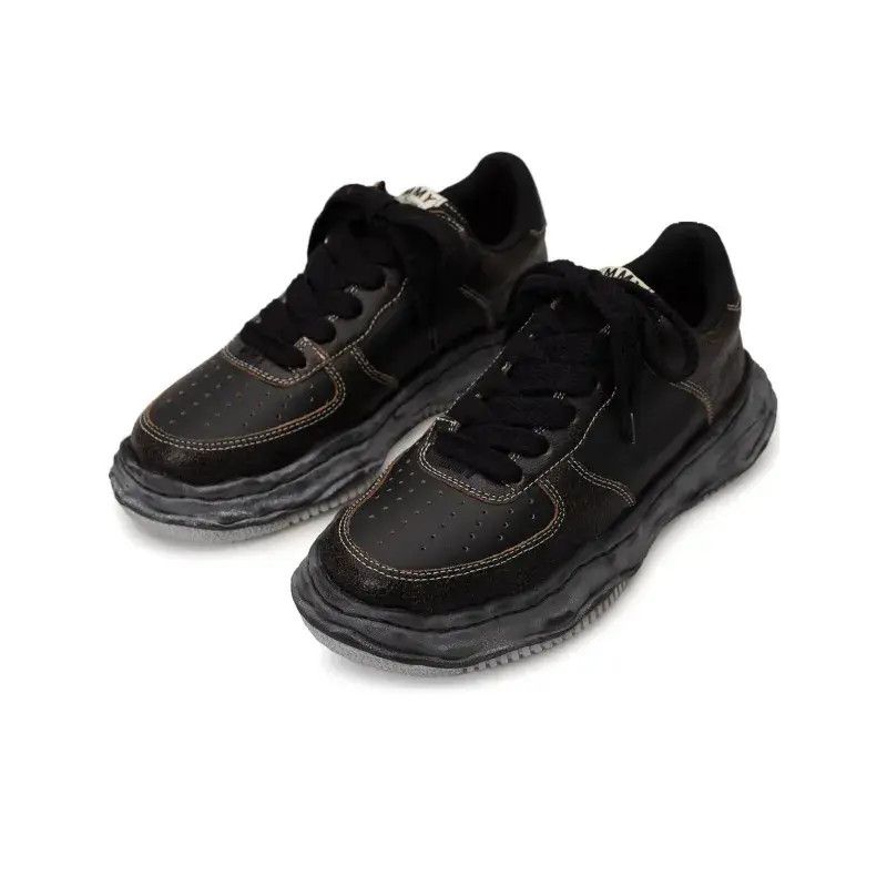 Maison MIHARA YASUHIRO o1mle0924 Leather Low- Top Sneakers in Black Size US 7 / EU 40 - 2 Thumbnail