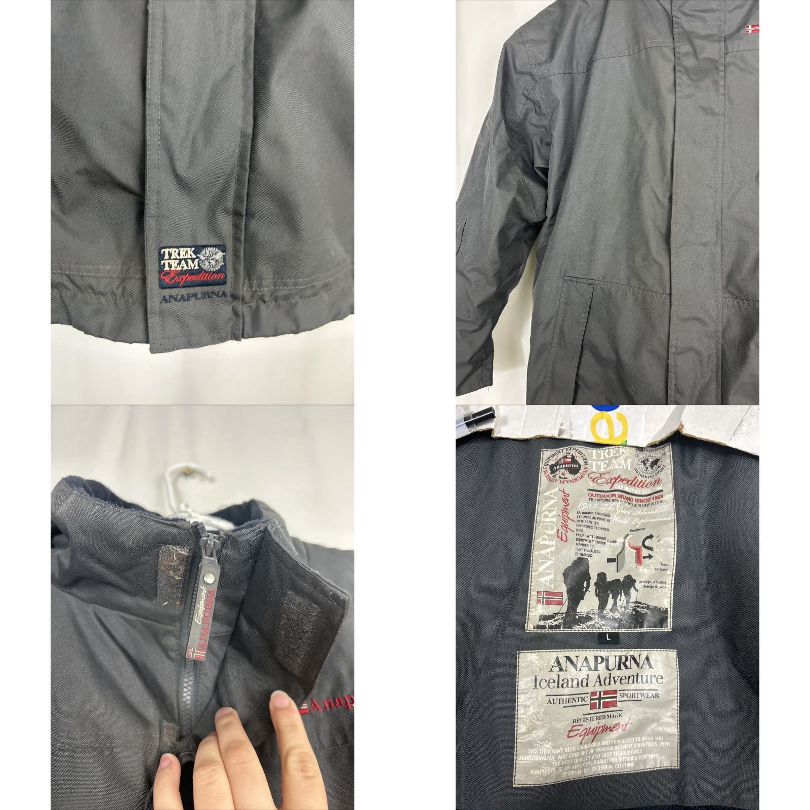 Equipment ANAPURNA Equipment Trek Team EXPEDITION Jacket Hooded Overcoat Large Gray Men L Outdoor Hiking Shirt? Size US L / EU 52-54 / 3 - 8 Thumbnail