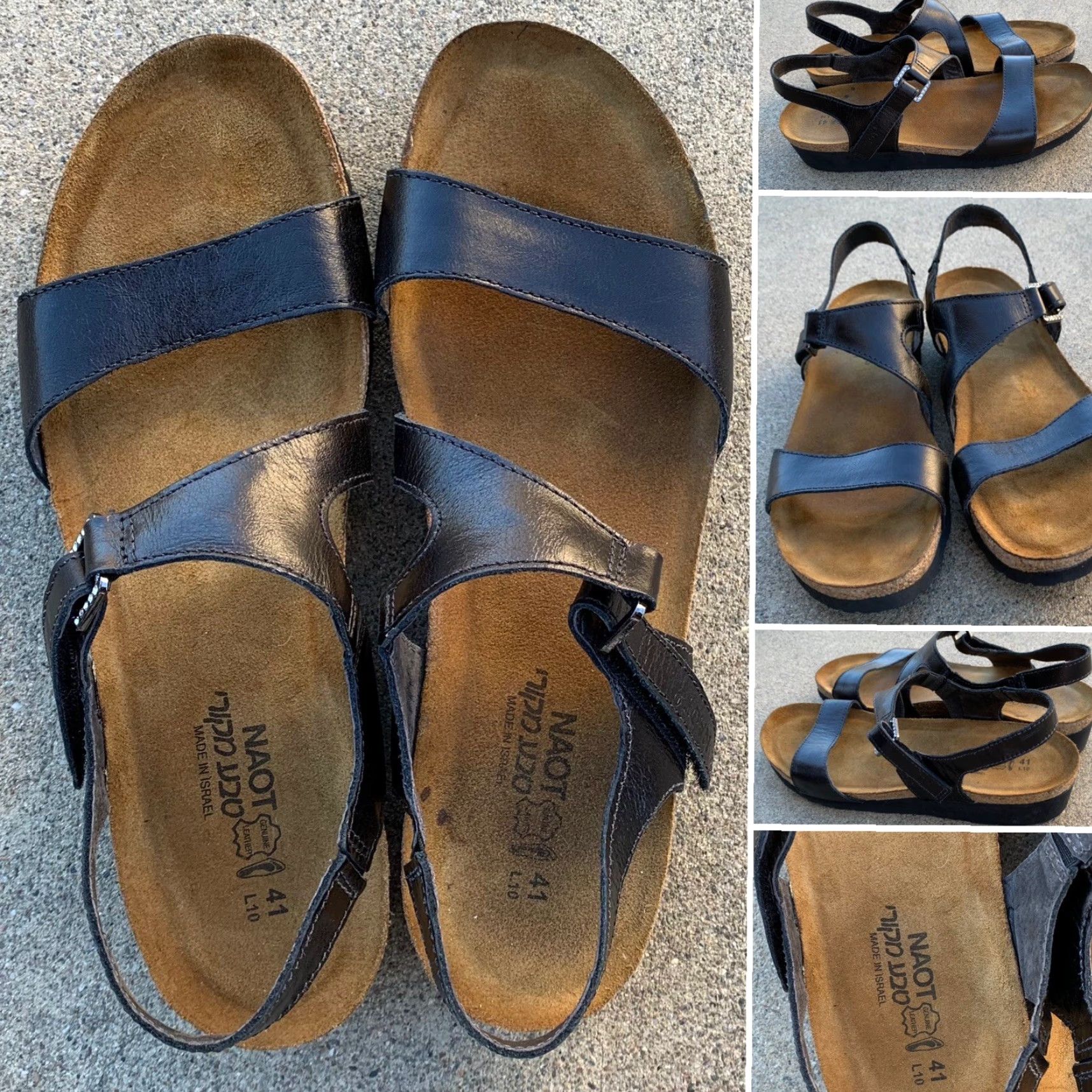 Vintage NAOT Pamela wedge Sandal Black Leather 41 Ladies 10 - Naot - Sandal - Wedge - Leather - Hook & Loop - Strappy - Travel Casual - Women - Vintage: No Size US 10 / IT 40 - 4 Thumbnail