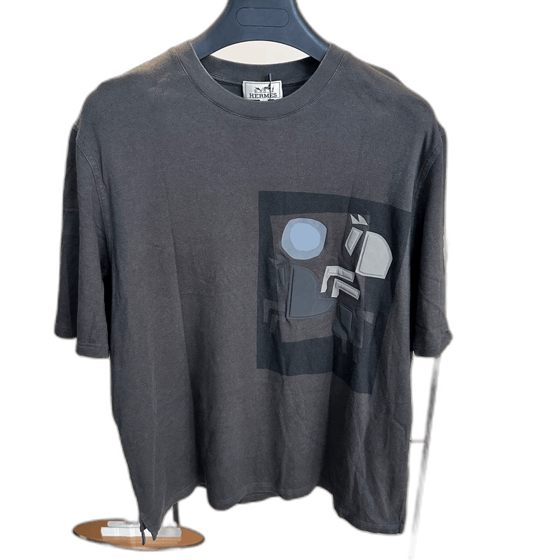 Hermes Hermes Black Gray Short Sleeve TShirt-2506 Size US L / EU 52-54 / 3 - 1 Thumbnail