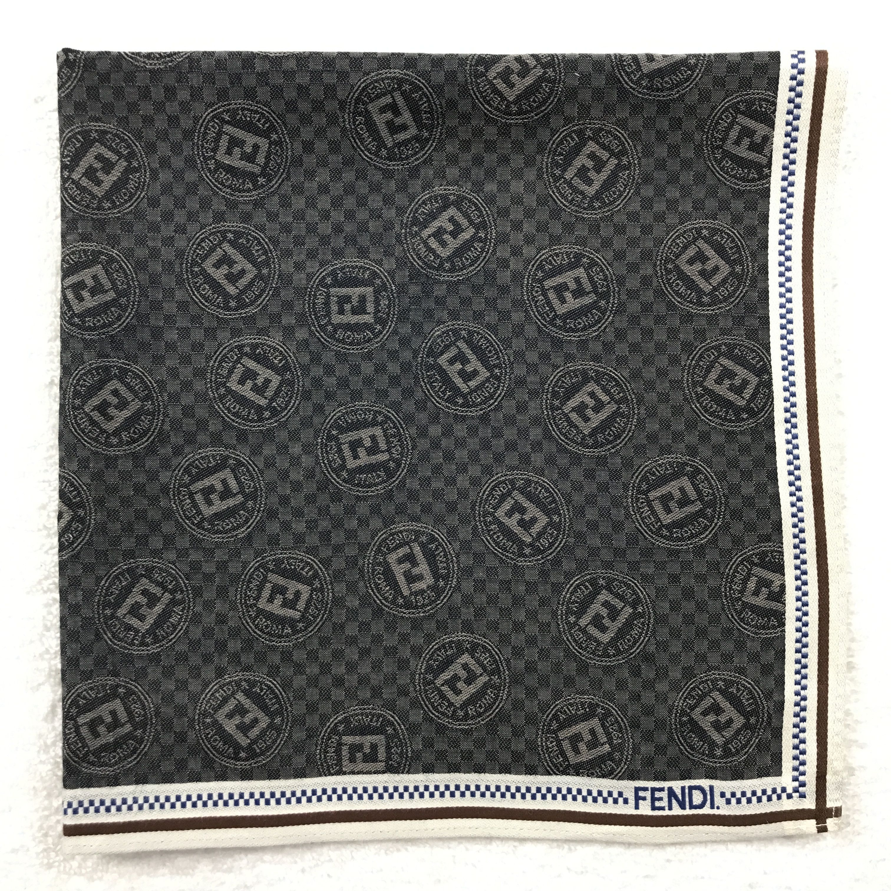 Designer × Vintage Fendi Embroidery Monogram Bandana Neckerchief Handkerchief Size ONE SIZE - 2 Thumbnail