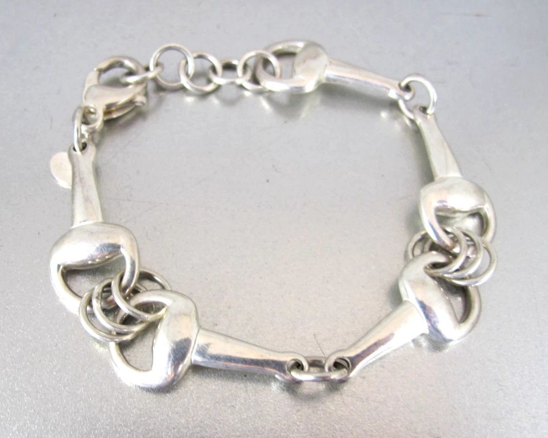 Jewelry Sterling Silver Bracelet Equestrian Horsebit Snaffle 8" Size ONE SIZE - 4 Thumbnail