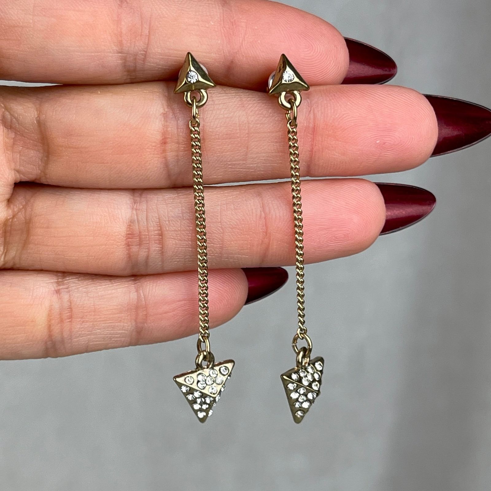 Other Dainty Gold Tone Rhinestone Arrow Dangle Earrings Festival Size ONE SIZE - 4 Thumbnail