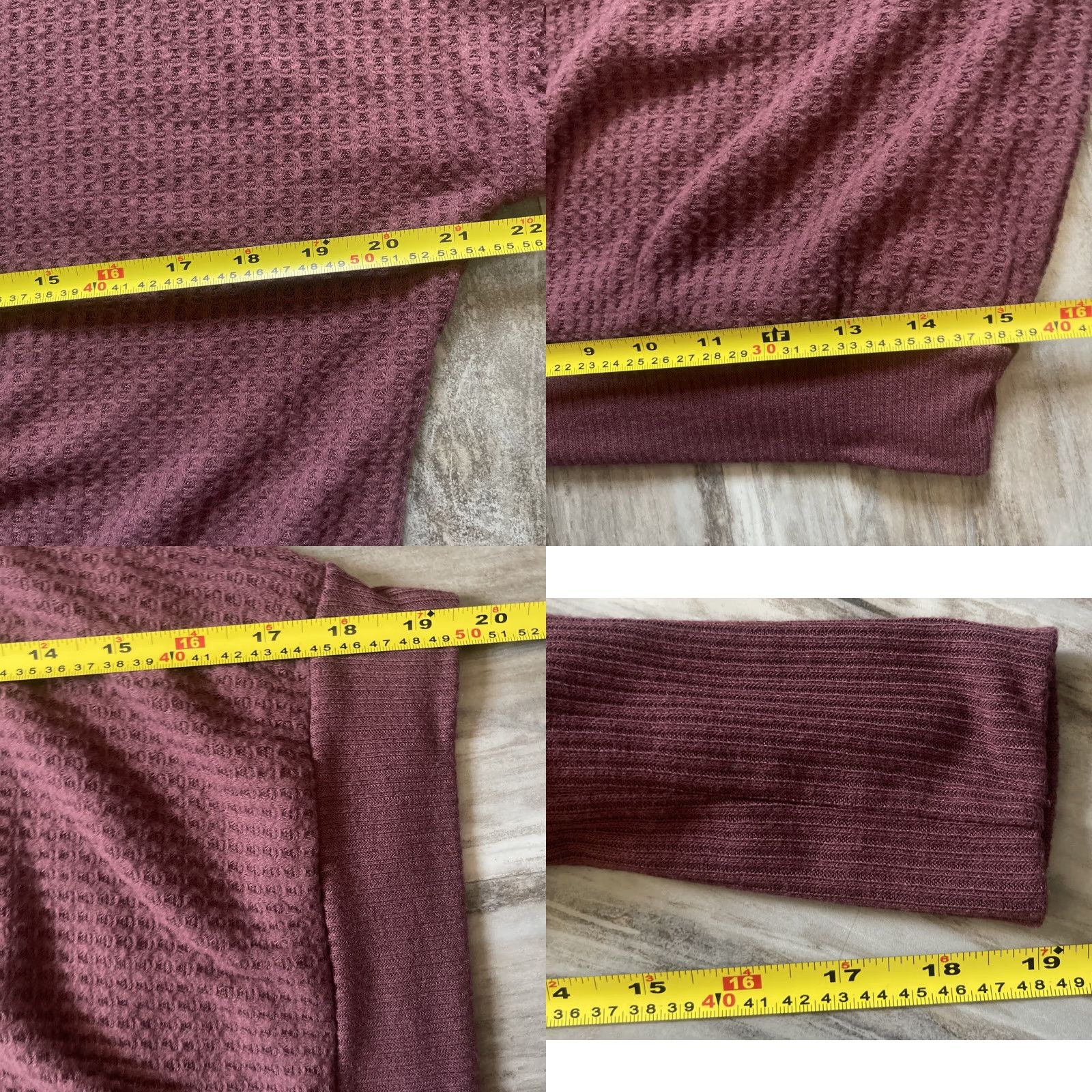 Vintage VINTAGE Project Social Women’s Small Waffle Knit Top Long Sleeved Shirt Maroon Size S / US 4 / IT 40 - 8 Thumbnail