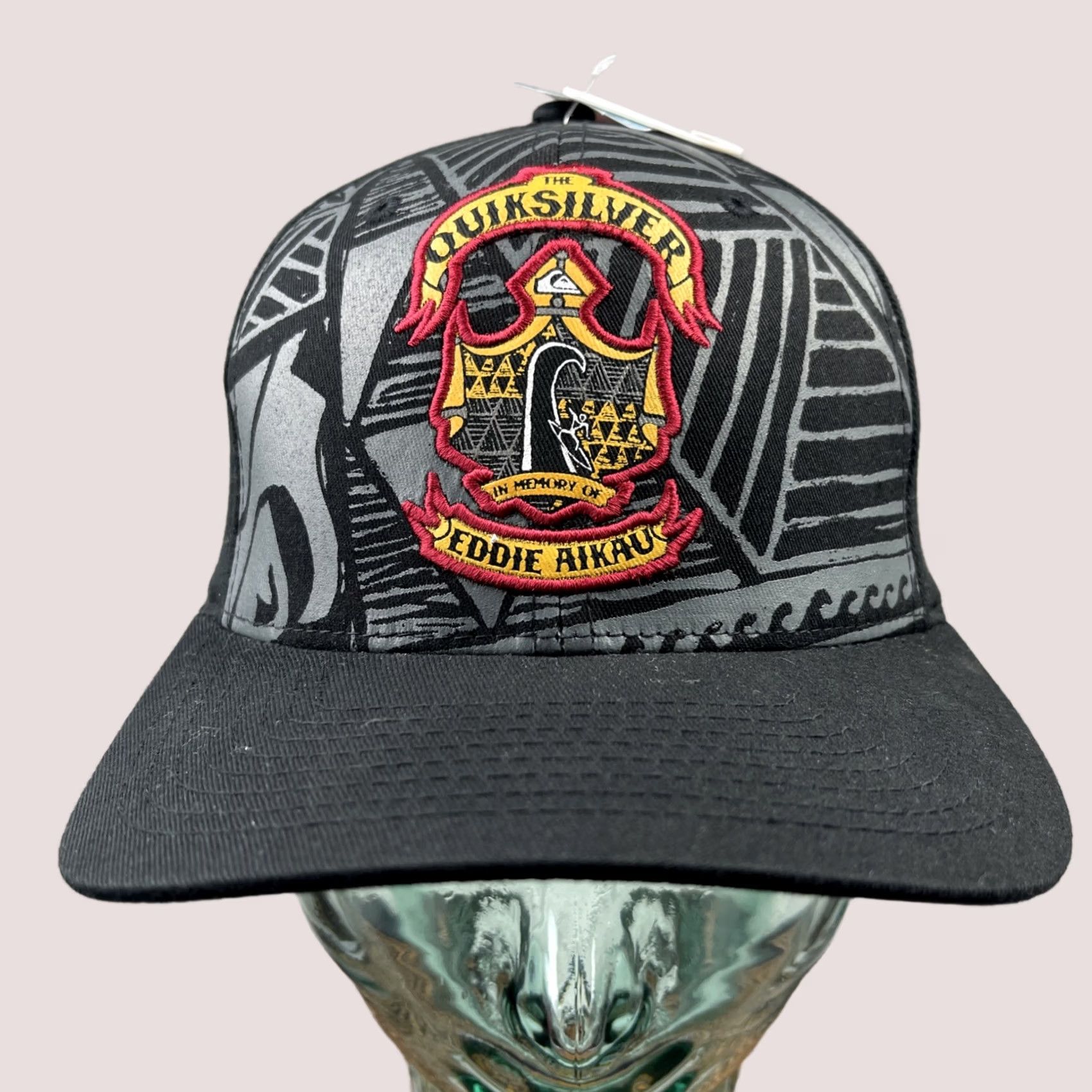 Quiksilver Quiksilver Eddie Aikau Hat Cap Mens Flex Fit Black Waimea Bay Hawaii Memorial Cap Size ONE SIZE - 1 Thumbnail