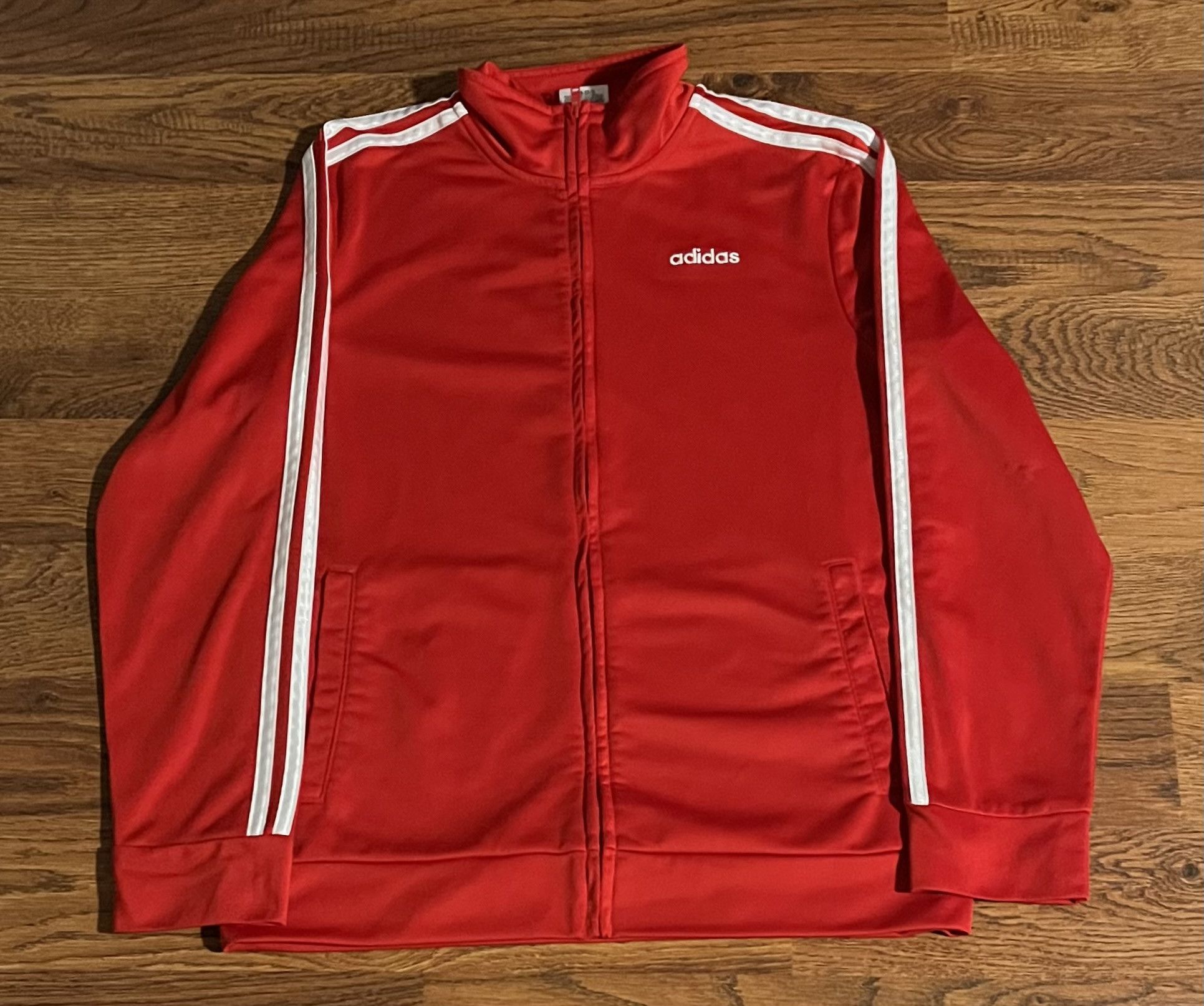 Adidas Adidas Red White 3-Stripe Full Zip Track Jacket14-16 Size US S / EU 44-46 / 1 - 1 Thumbnail