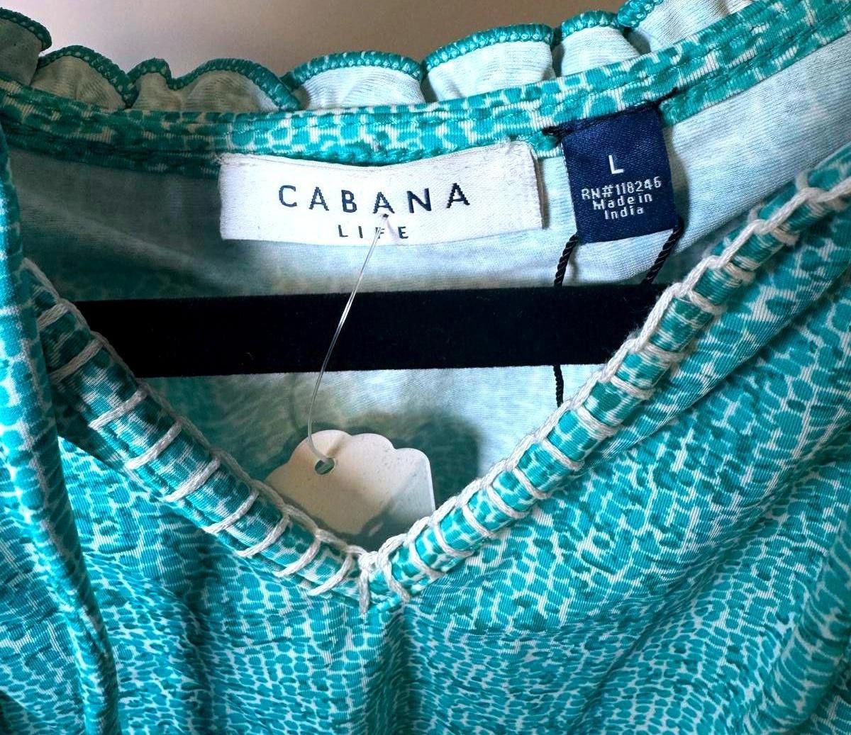 Designer Stunning Cabana Life Teal Dress with Ruffle Hem, L Size L / US 10 / IT 46 - 3 Thumbnail