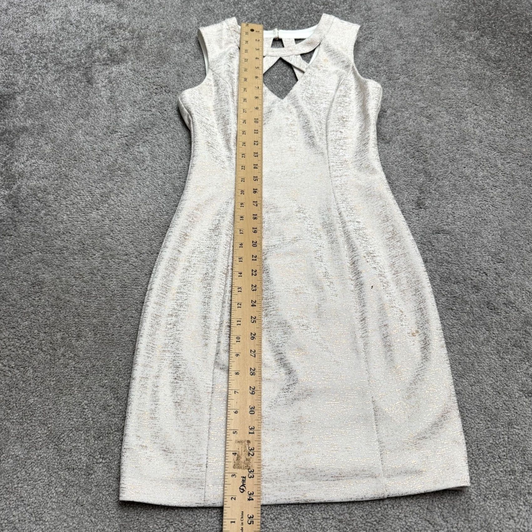 Guess GUESS White Metallic Cut-Out Sleeveless Mini Pencil Dress Womens Short Sleeveless Party Glam Size S / US 4 / IT 40 - 4 Thumbnail