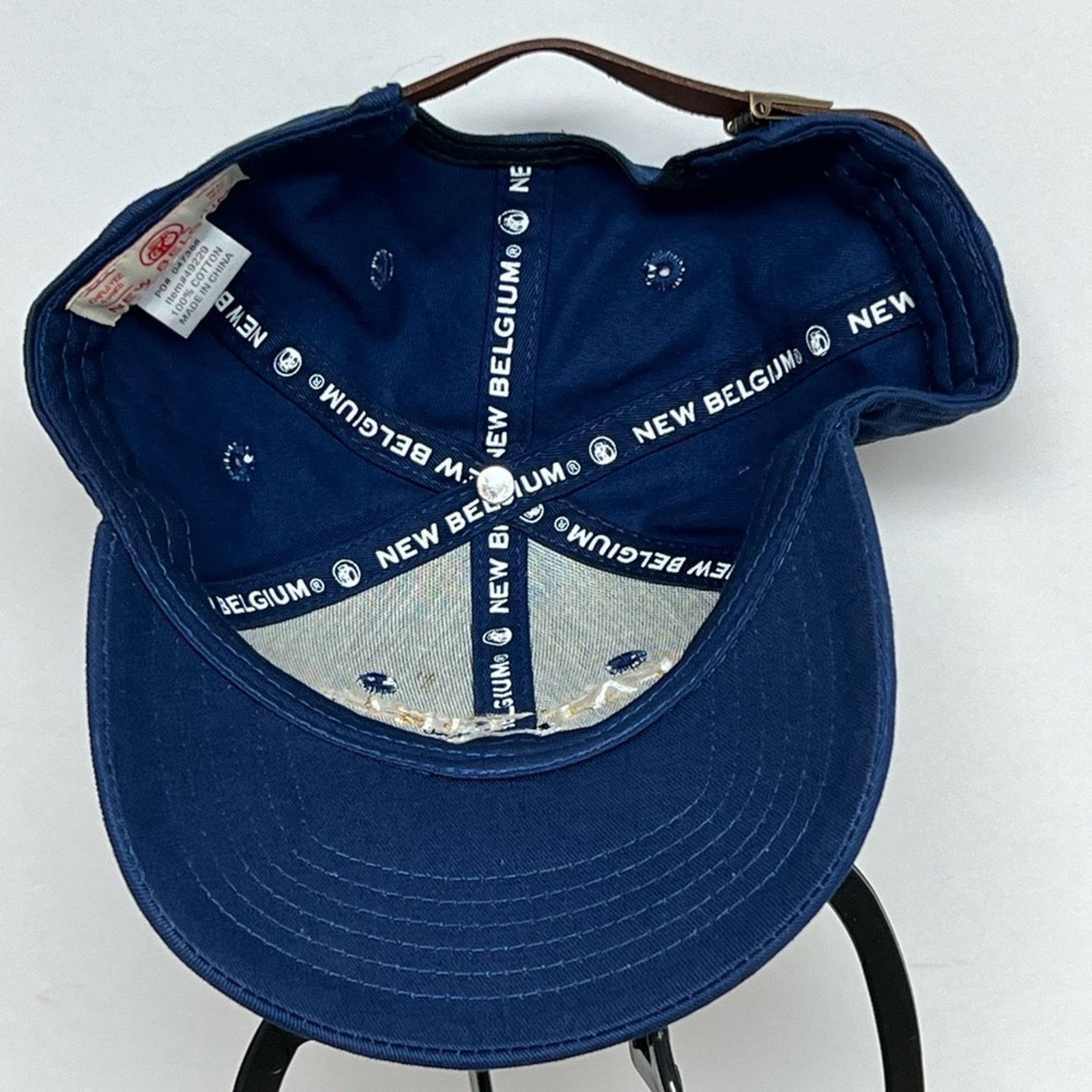 Drink Beer Save Water New Belgium Brewing Fat Tire Hat -Blue Leather Strap Beer Size ONE SIZE - 4 Thumbnail