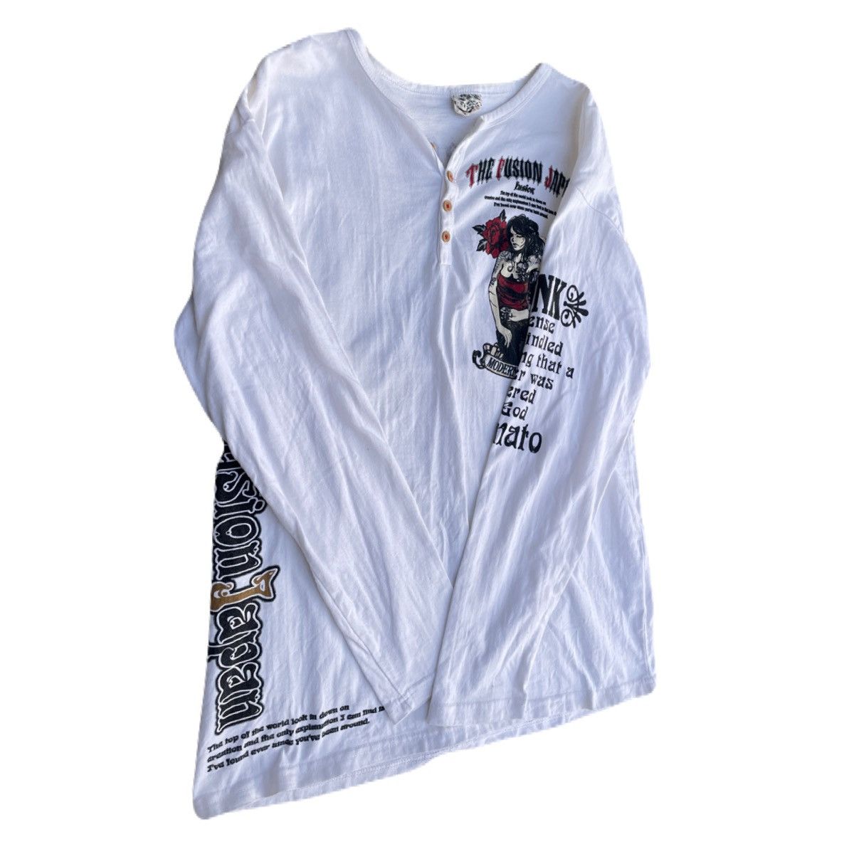 If Six Was Nine 2000s Japanese archive Yakuza girl Sukajan Long Sleeve Tee Size US L / EU 52-54 / 3 - 3 Thumbnail