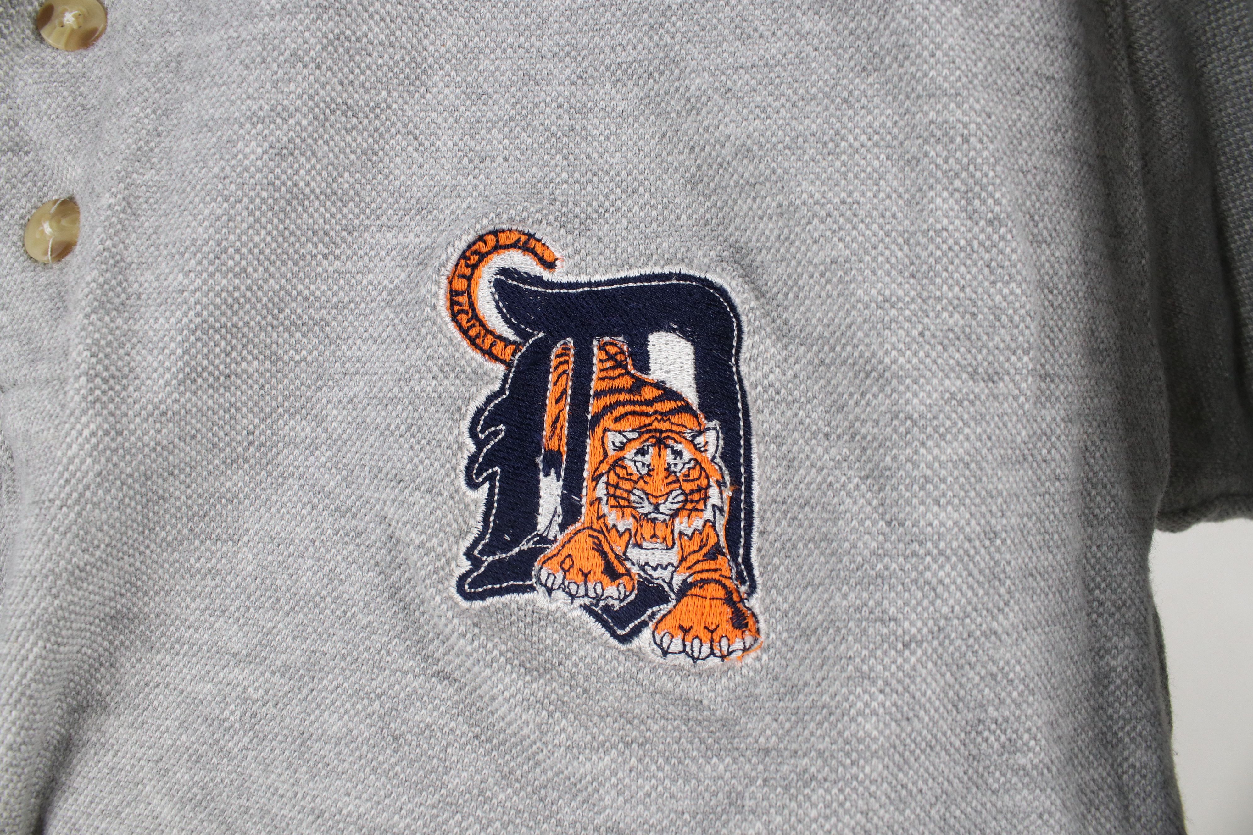 Vintage Vintage 90s Detroit Tigers Baseball Collared Polo Shirt Gray Size US M / EU 48-50 / 2 - 4 Thumbnail