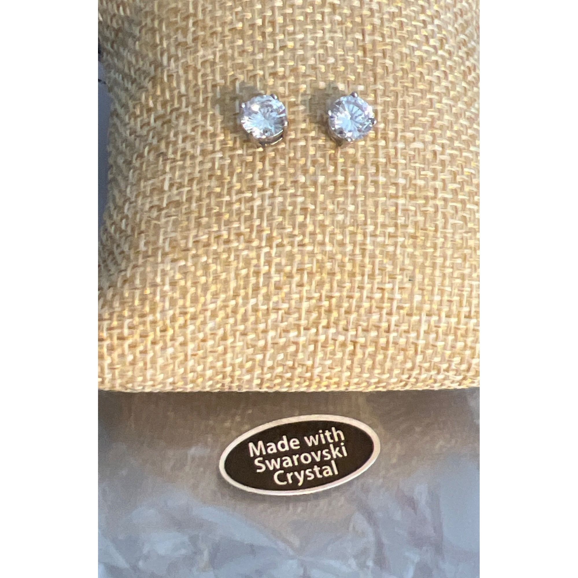 Swarovski Silver Tone Stud Earrings Clear Swarovski Crystal Pierced .2 Size ONE SIZE - 1 Thumbnail