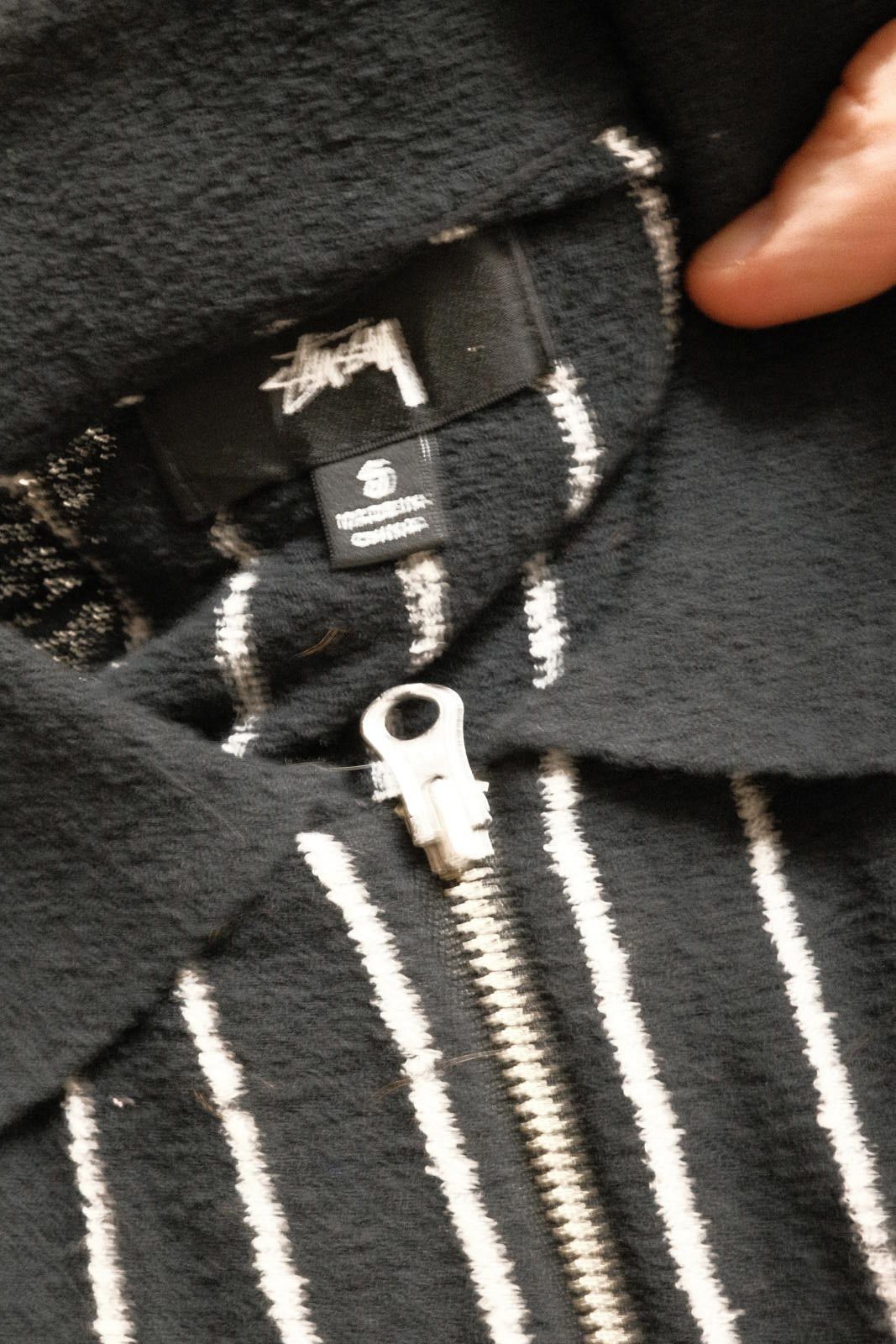 Unknown London Stussy - Black Pinstripe Zip-Up Sweater Jacket - SMALL Size US M / EU 48-50 / 2 - 4 Thumbnail