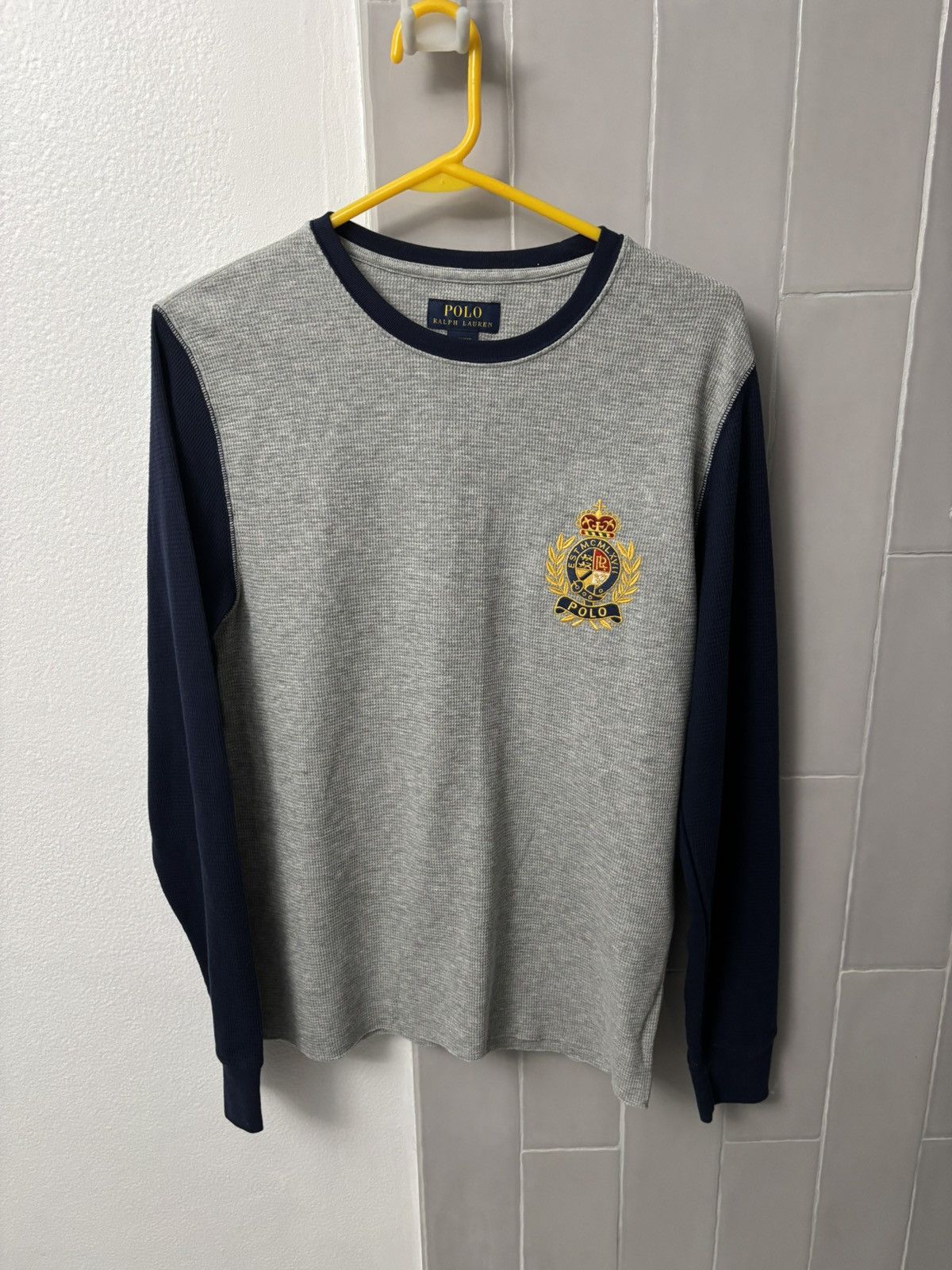 Polo Ralph Lauren Grey and Navy Blue Polo Long sleeve Size US M / EU 48-50 / 2 - 1 Thumbnail