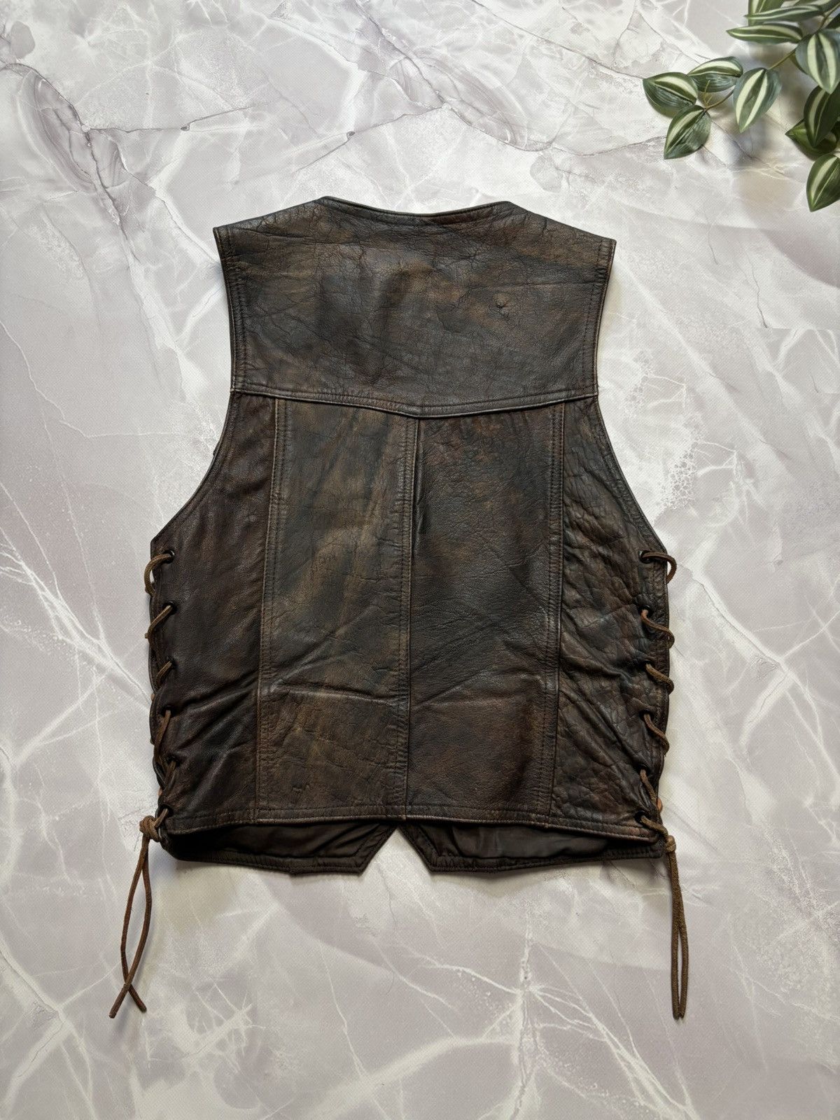 Cowboy Equipment Santa Fe Leather Vest Distressed Cowboy Western Lace-up Size M / US 6-8 / IT 42-44 - 9 Thumbnail